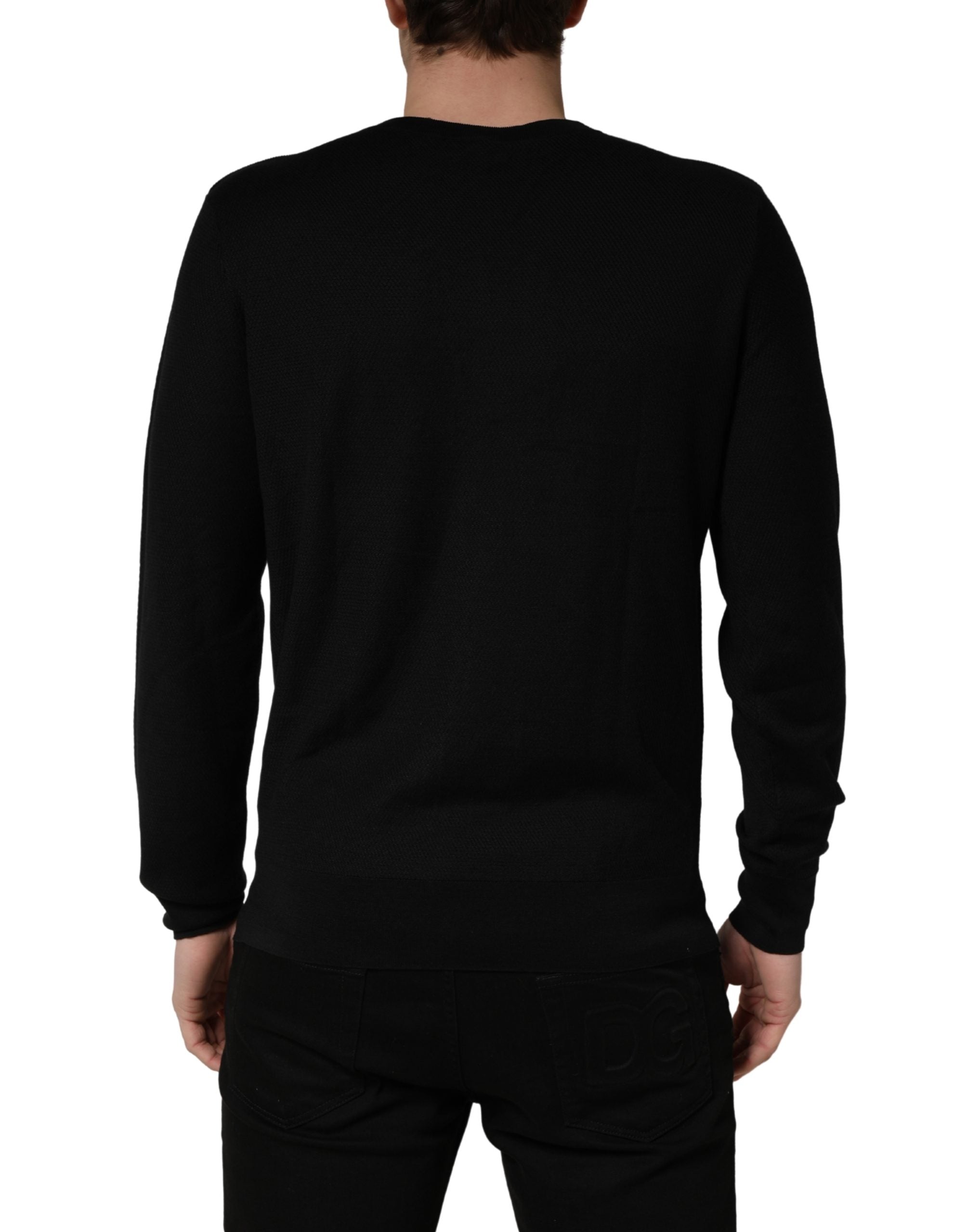 Dolce & Gabbana Black Crew Neck Long Sleeve Pullover Men's Sweater