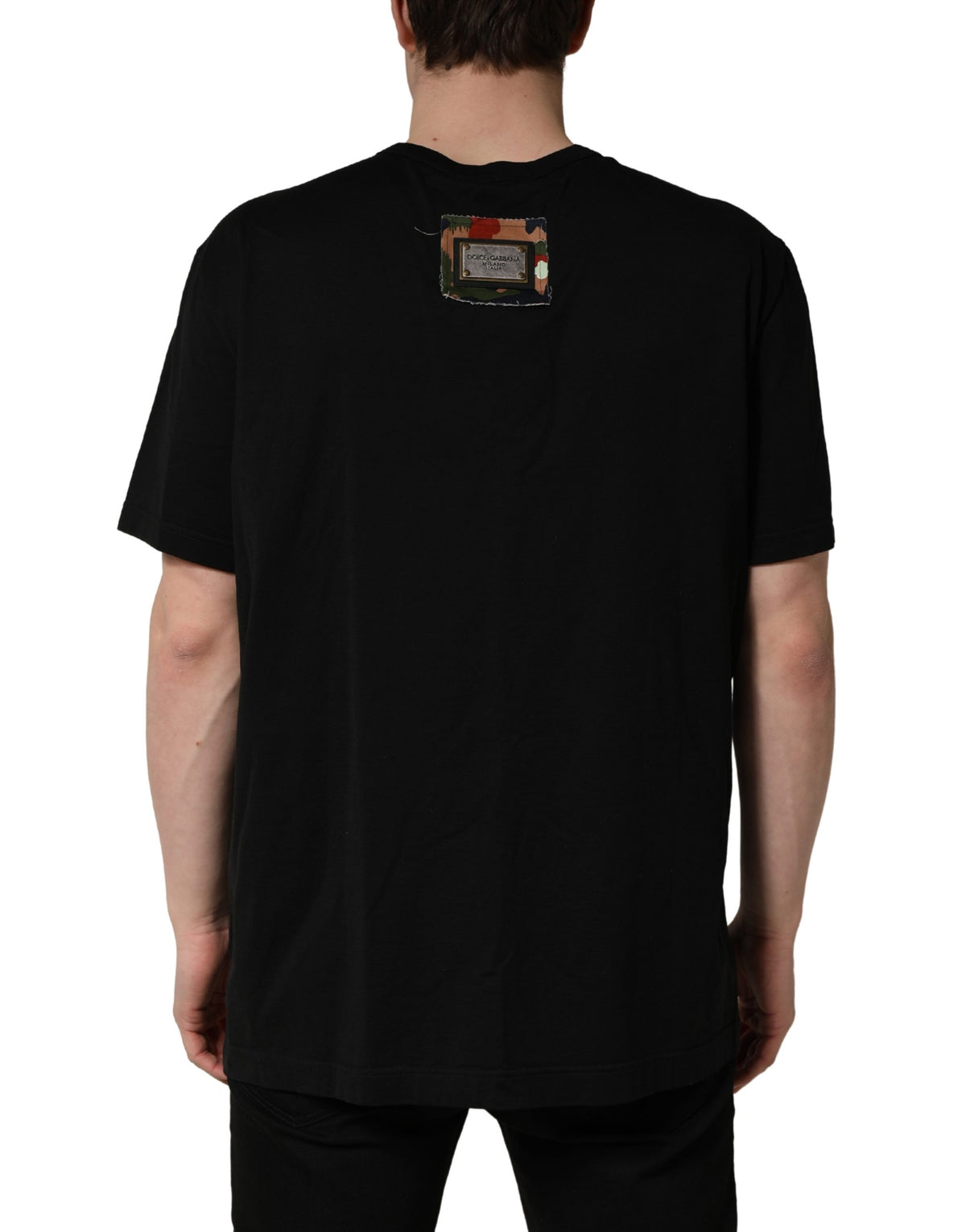Dolce & Gabbana Black Camouflage Graphic Cotton Crewneck Men's T-shirt