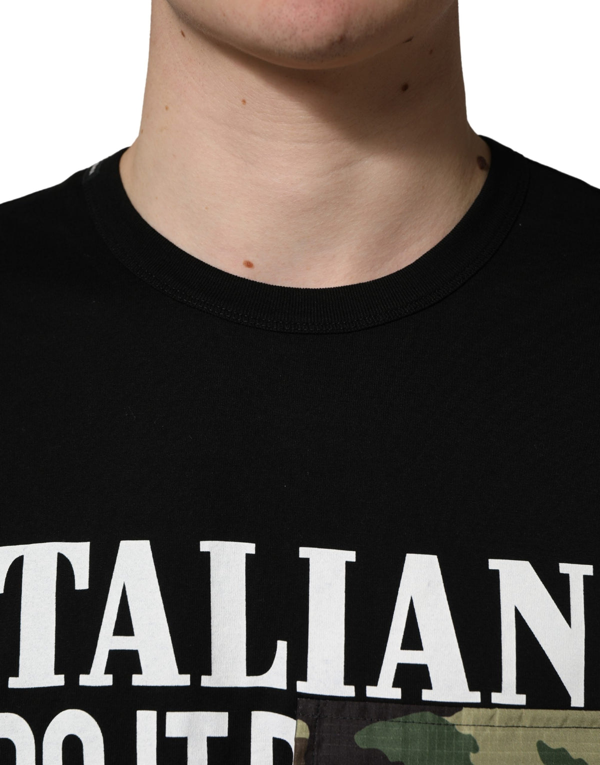 Dolce & Gabbana Black Camouflage Graphic Cotton Crewneck Men's T-shirt