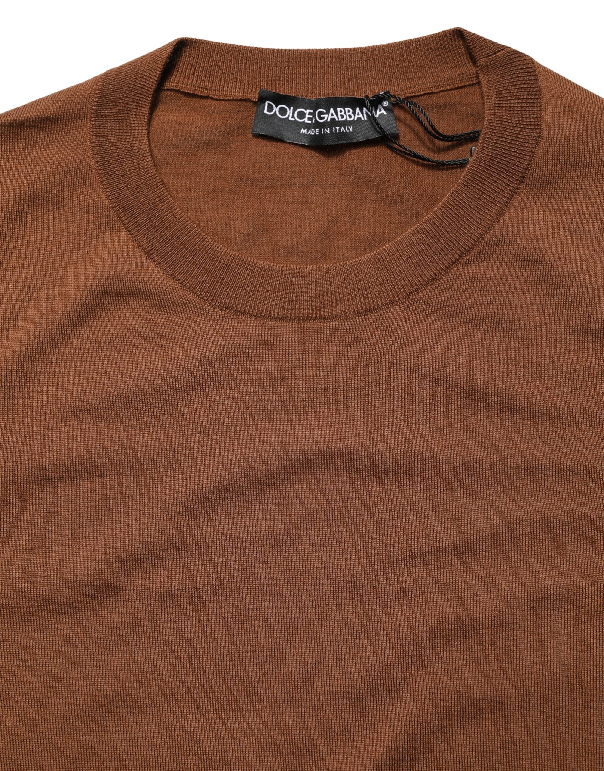 Dolce & Gabbana Brown Cashmere Men Crew Neck Pullover Men's Sweater