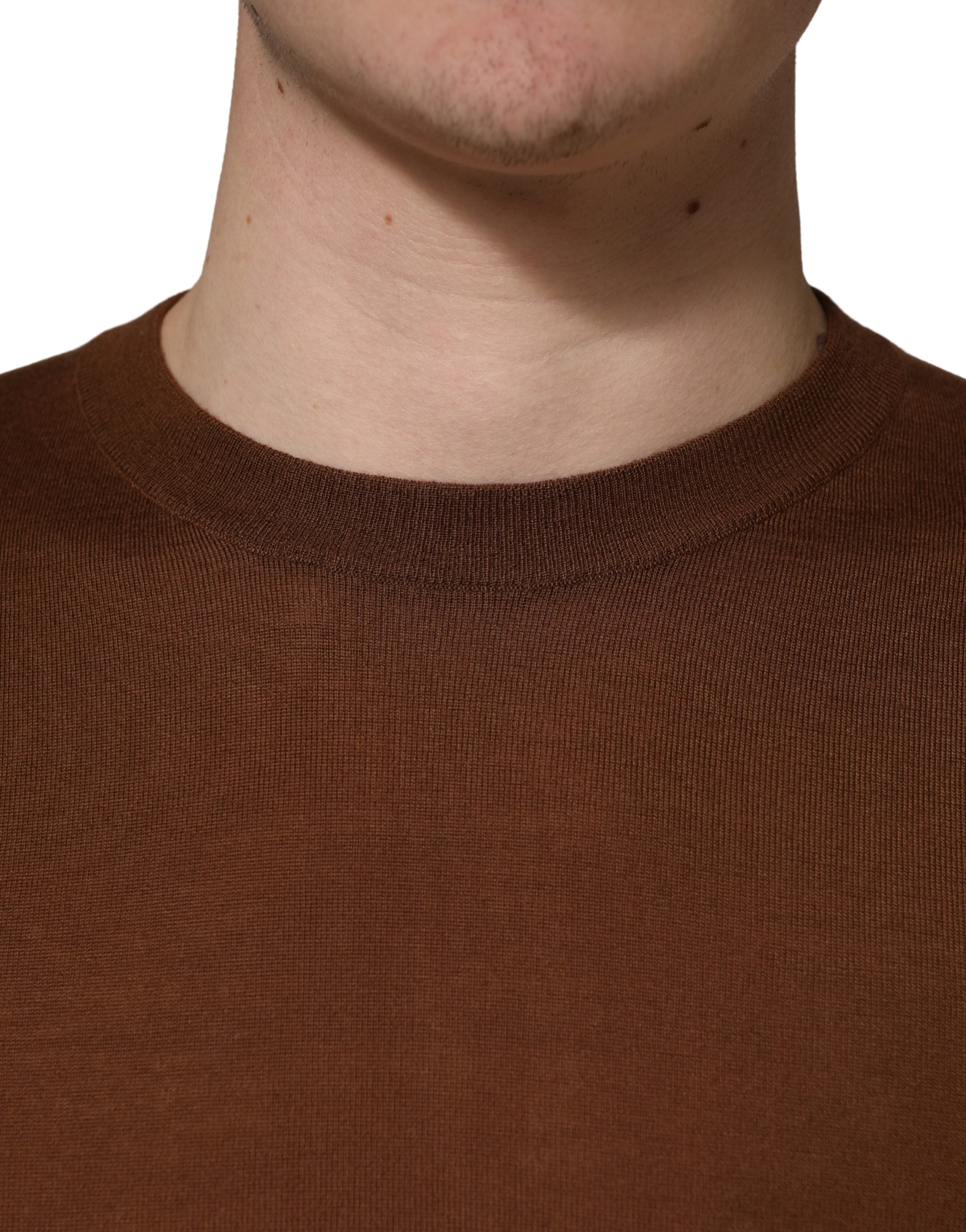Dolce & Gabbana Brown Cashmere Men Crew Neck Pullover Men's Sweater