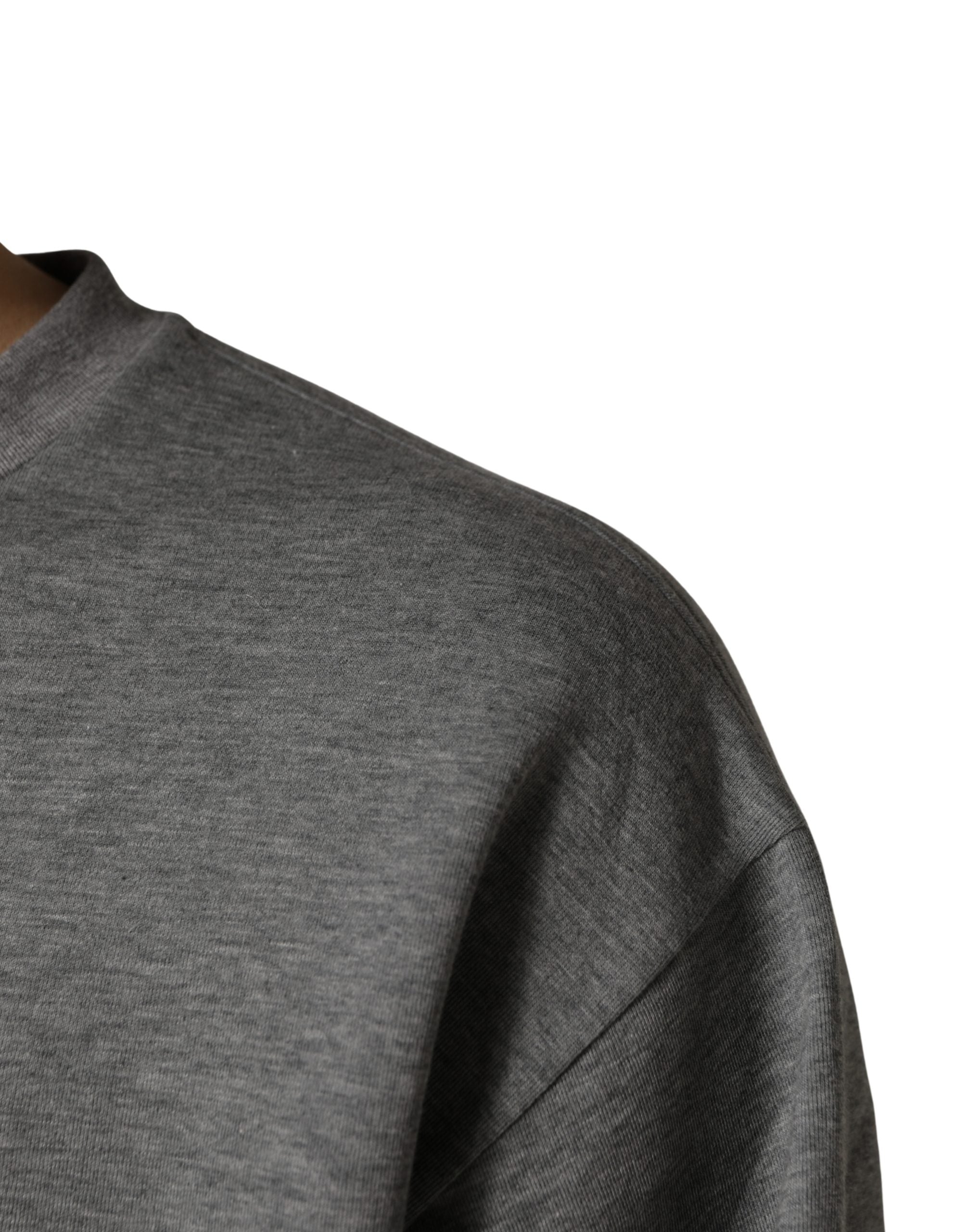 Dolce & Gabbana Gray Cotton Logo Appliqué CrewNeck Men's T-shirt (Pre-Owned)
