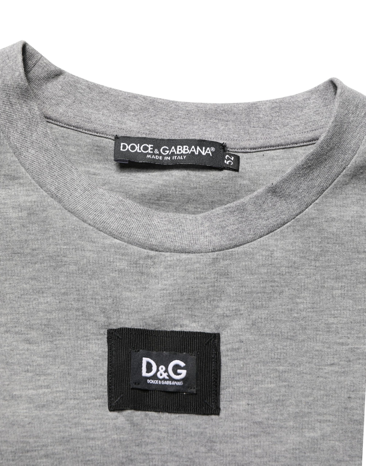 Dolce & Gabbana Gray Cotton Logo Appliqué CrewNeck Men's T-shirt (Pre-Owned)