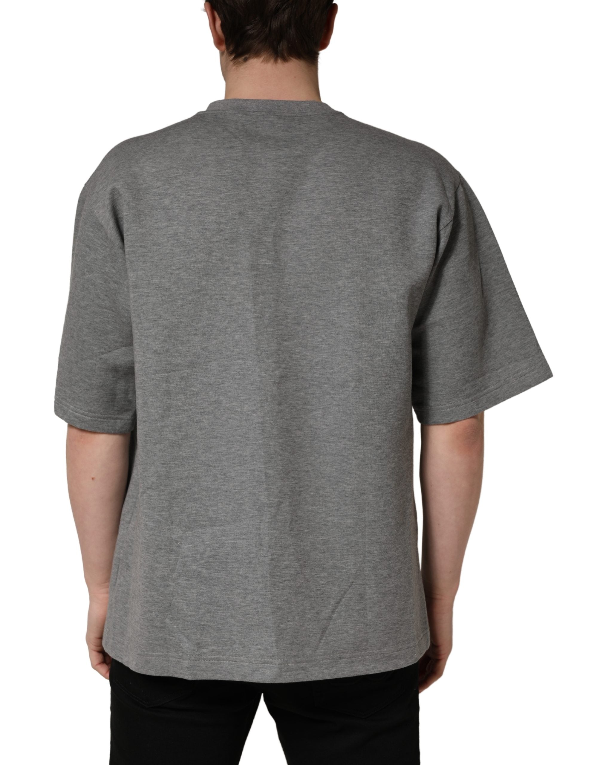 Dolce & Gabbana Gray Cotton Logo Appliqué CrewNeck Men's T-shirt (Pre-Owned)