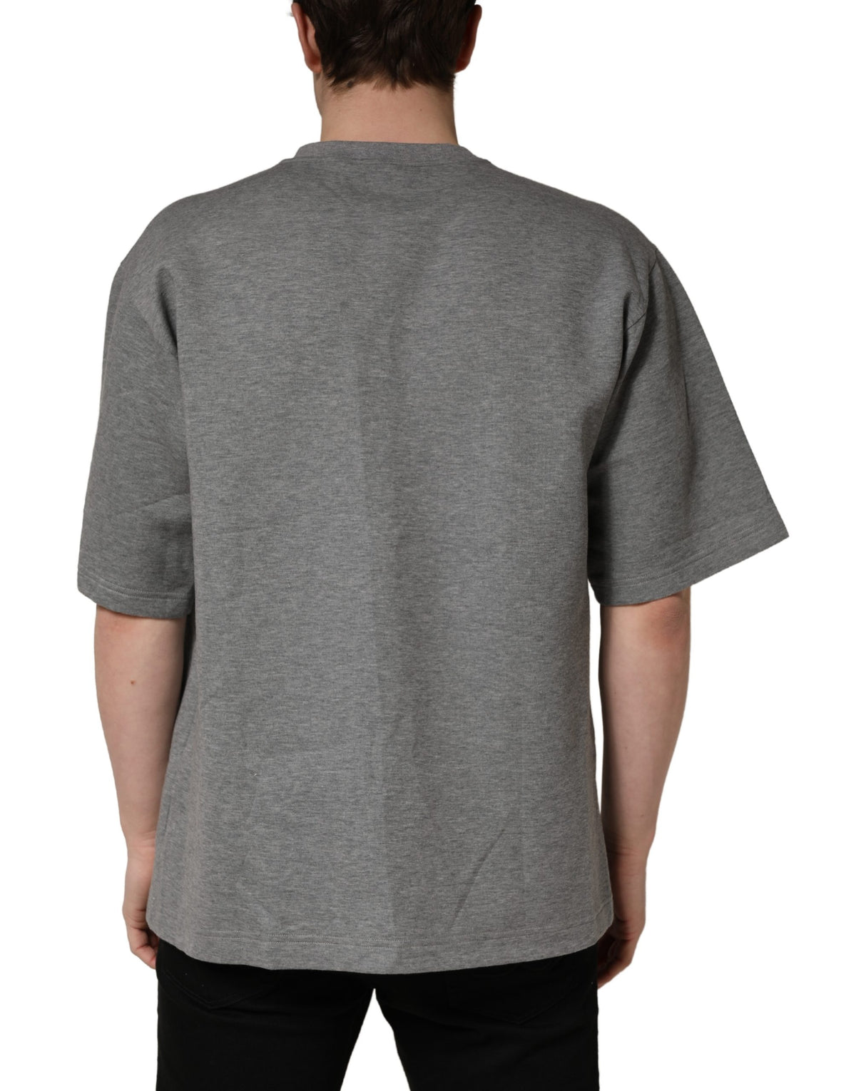 Dolce & Gabbana Gray Cotton Logo Appliqué CrewNeck Men's T-shirt (Pre-Owned)
