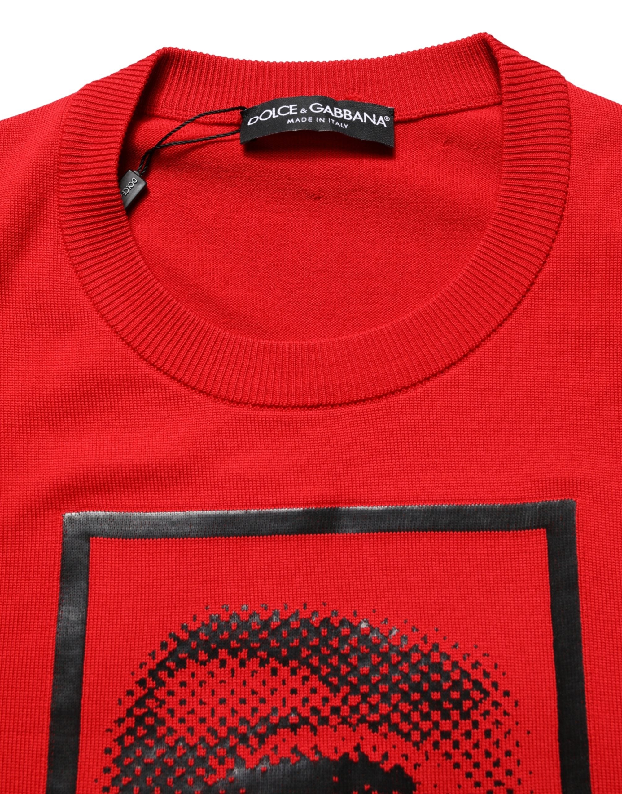 Dolce & Gabbana Red Eye Print Crew Neck Pullover Men's Sweater (Pre-Owned)