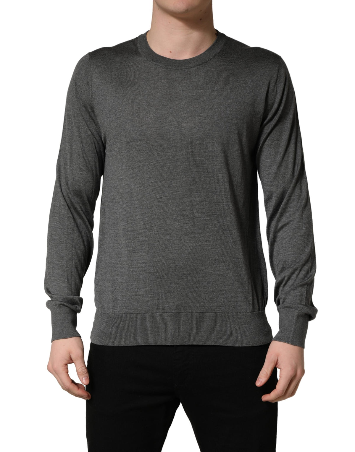 Dolce & Gabbana Gray Long Sleeves Crew Neck Pullover Men's Sweater
