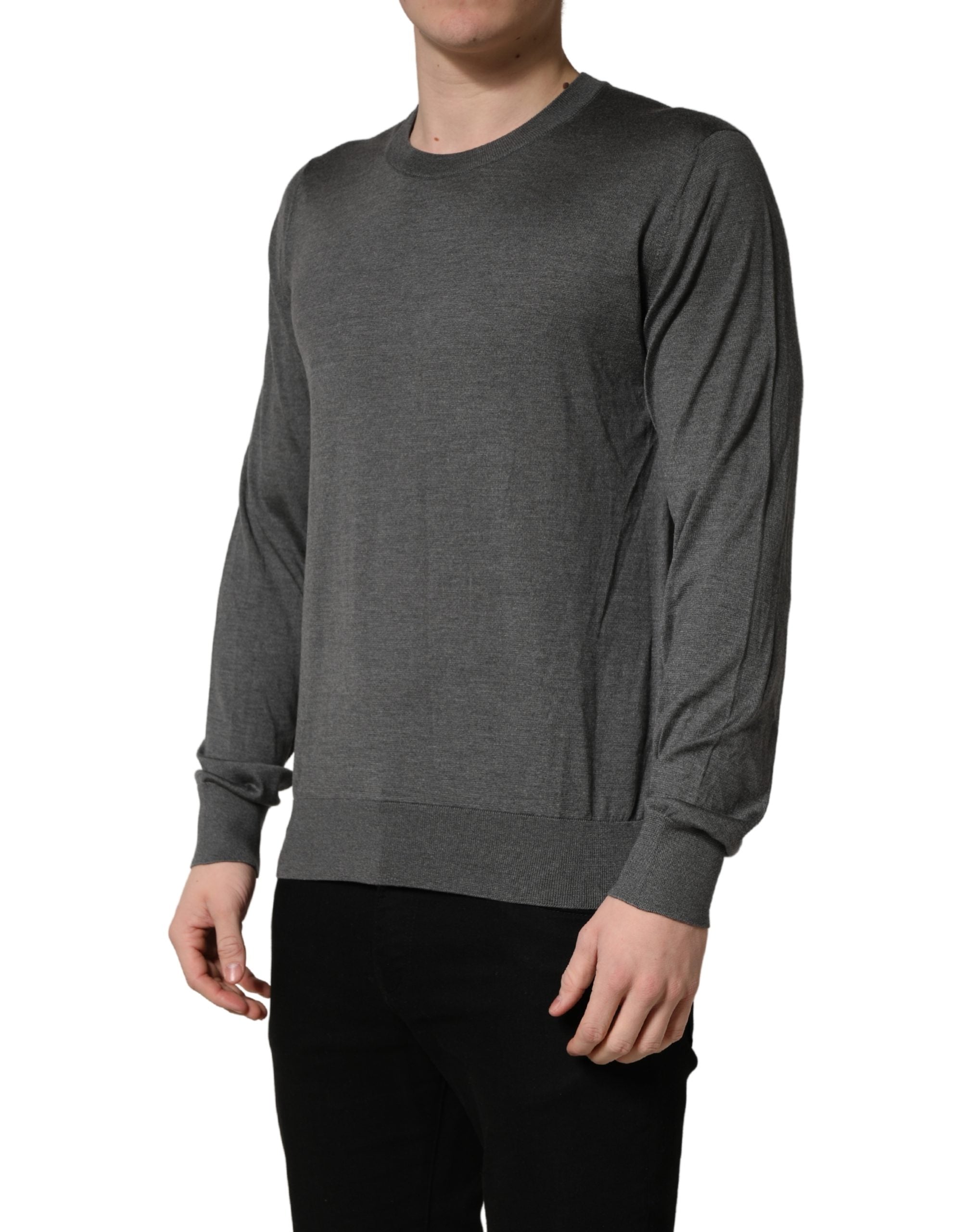Dolce & Gabbana Gray Long Sleeves Crew Neck Pullover Men's Sweater