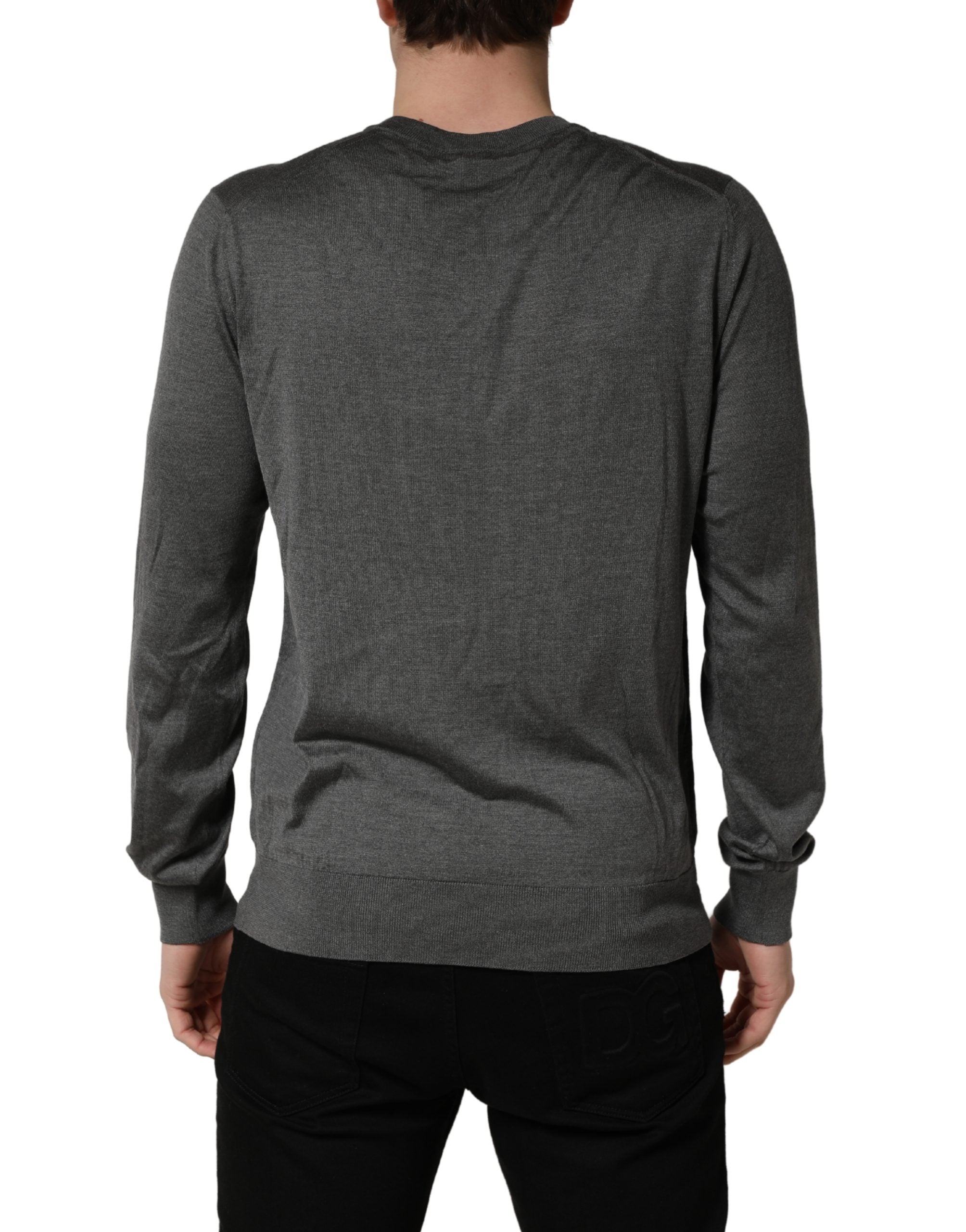 Dolce & Gabbana Gray Long Sleeves Crew Neck Pullover Men's Sweater