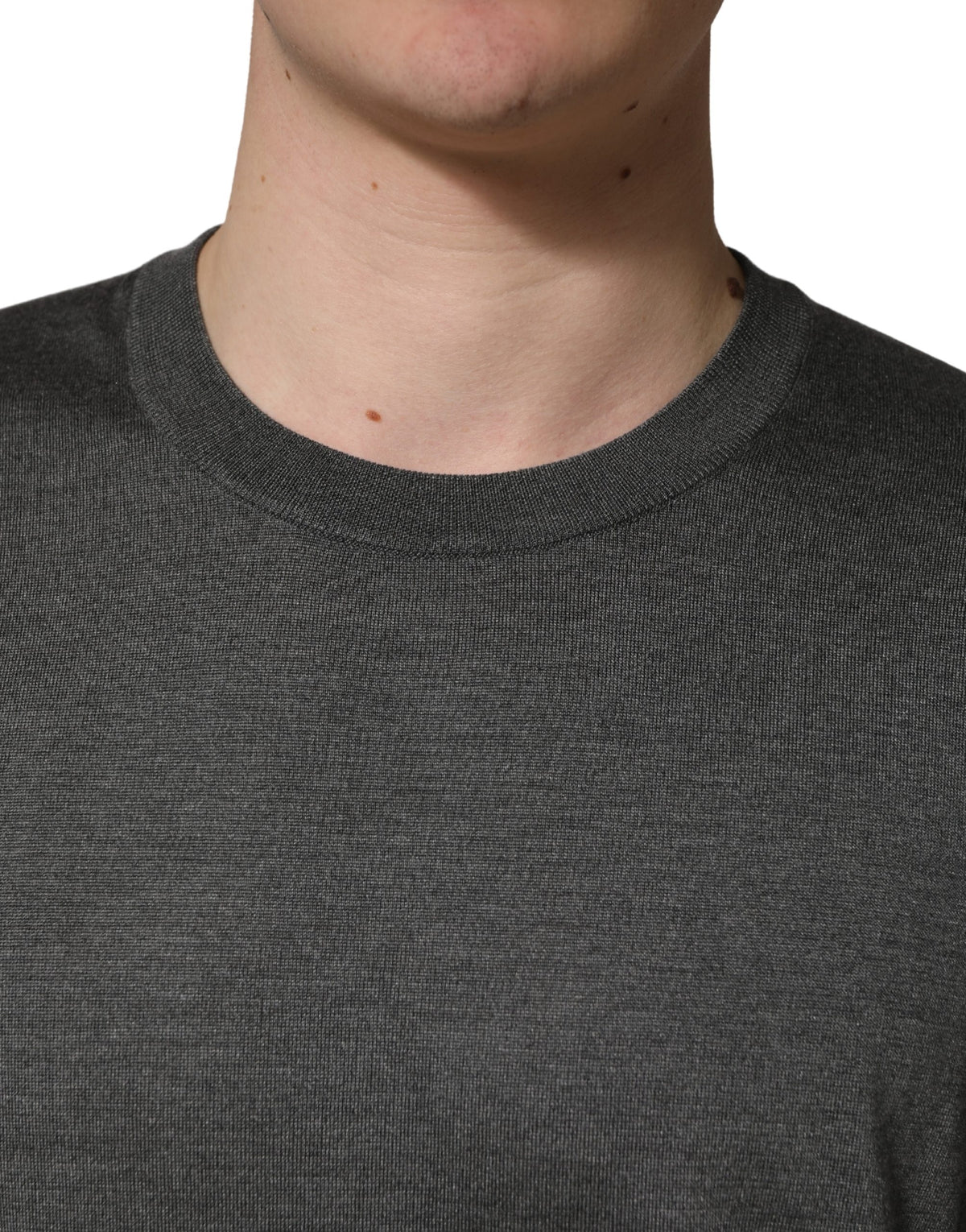 Dolce & Gabbana Gray Long Sleeves Crew Neck Pullover Men's Sweater