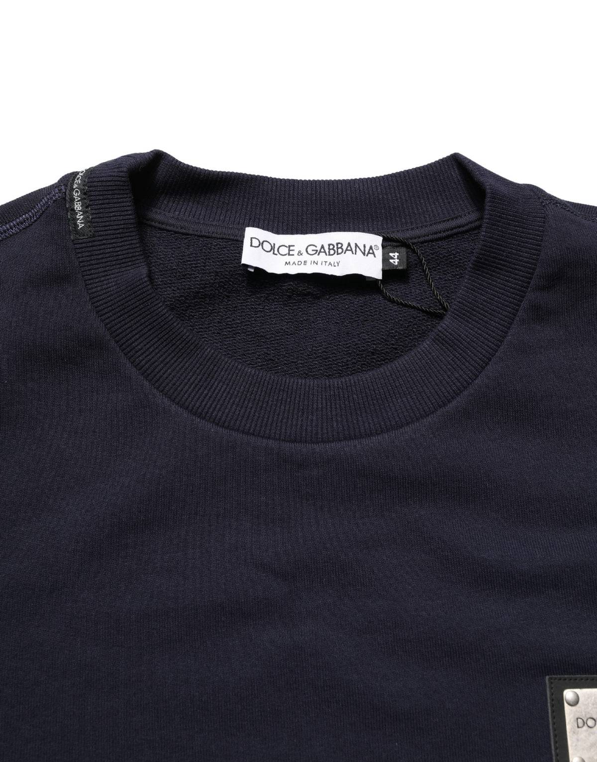 Dolce & Gabbana Black Logo Plaque Jersey Sweatshirt Cotton Men's Sweater (Pre-Owned)