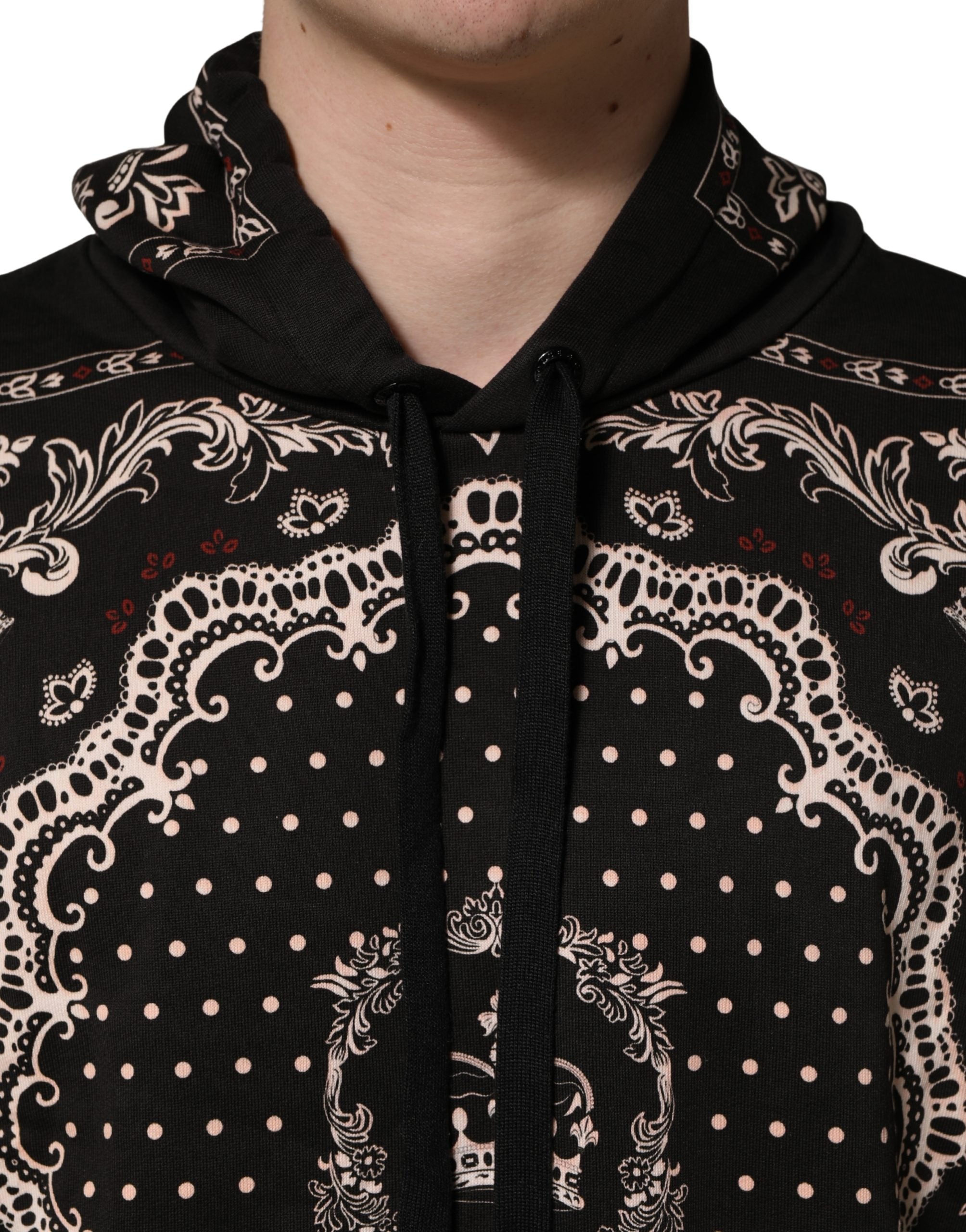Dolce & Gabbana Black Bandana Print Cotton Men Hoodie Men's Sweater (Pre-Owned)