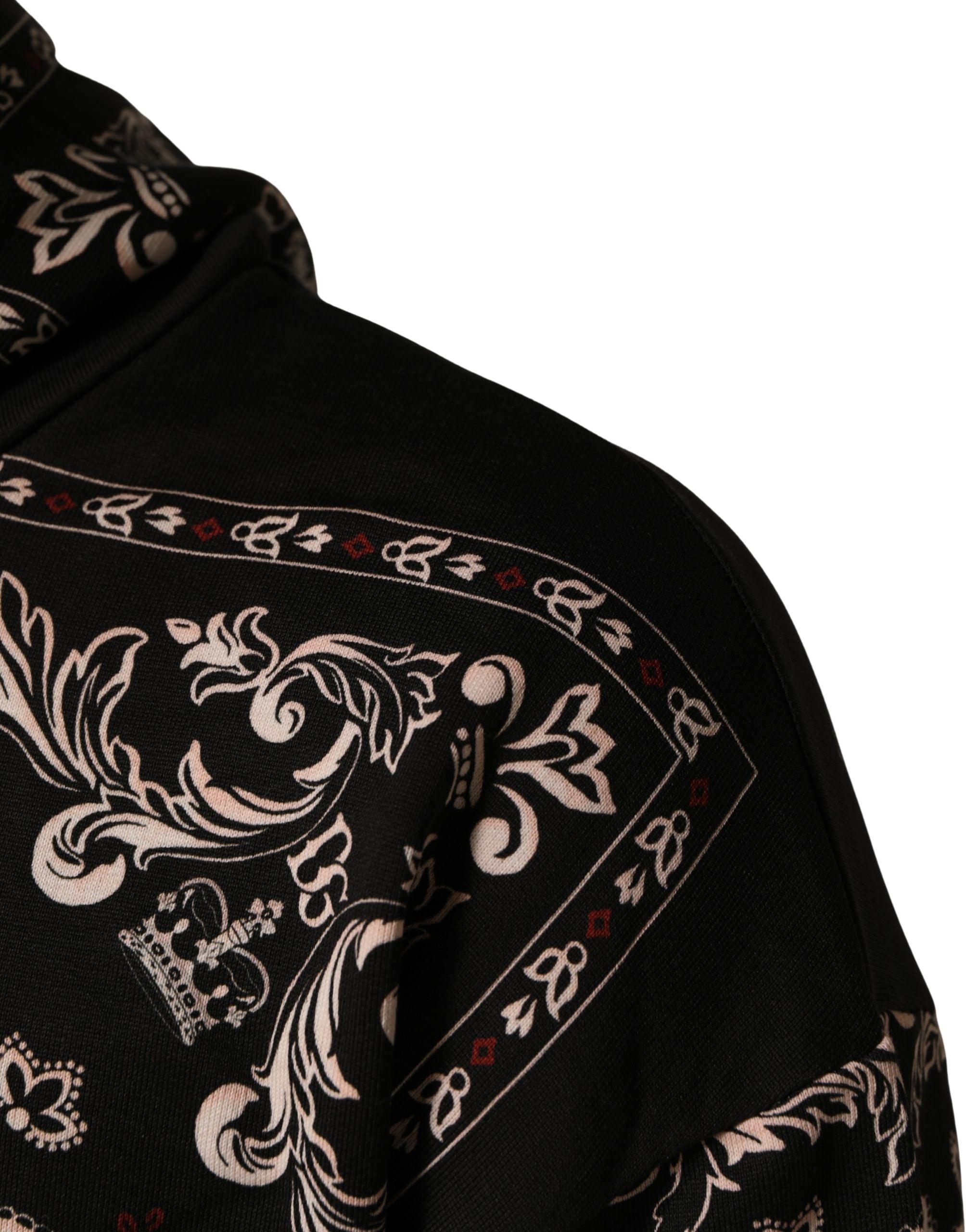 Dolce & Gabbana Black Bandana Print Cotton Men Hoodie Men's Sweater (Pre-Owned)