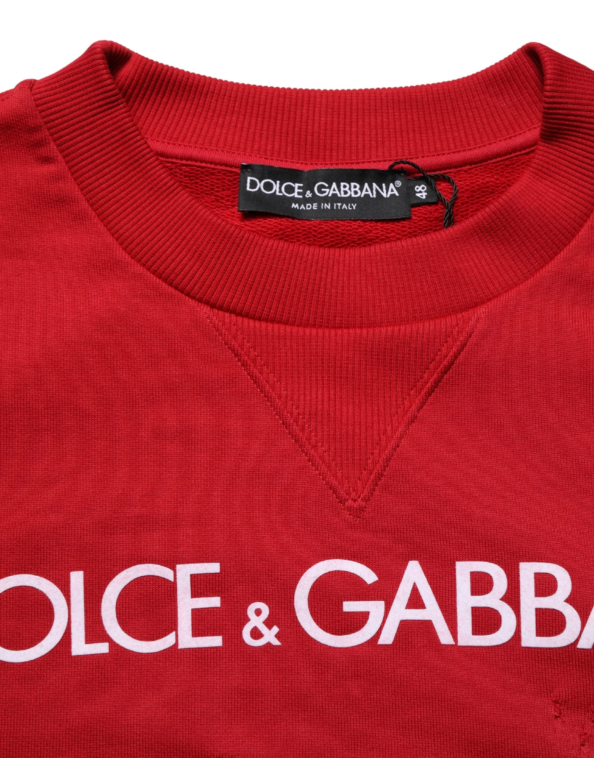 Dolce & Gabbana Red Cotton DG Logo Jersey Sweatshirt Men's Sweater (Pre-Owned)
