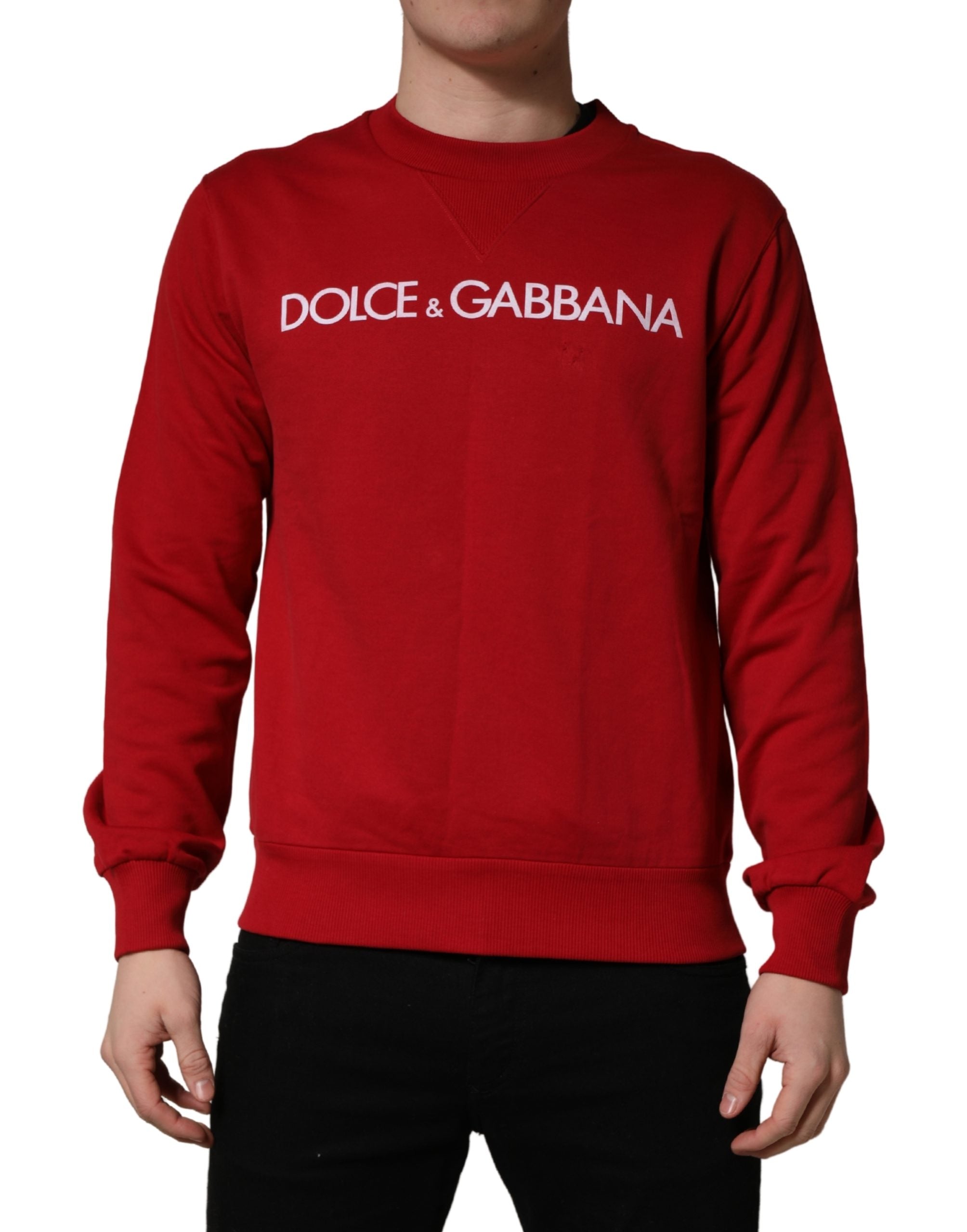Dolce & Gabbana Red Cotton DG Logo Jersey Sweatshirt Men's Sweater (Pre-Owned)