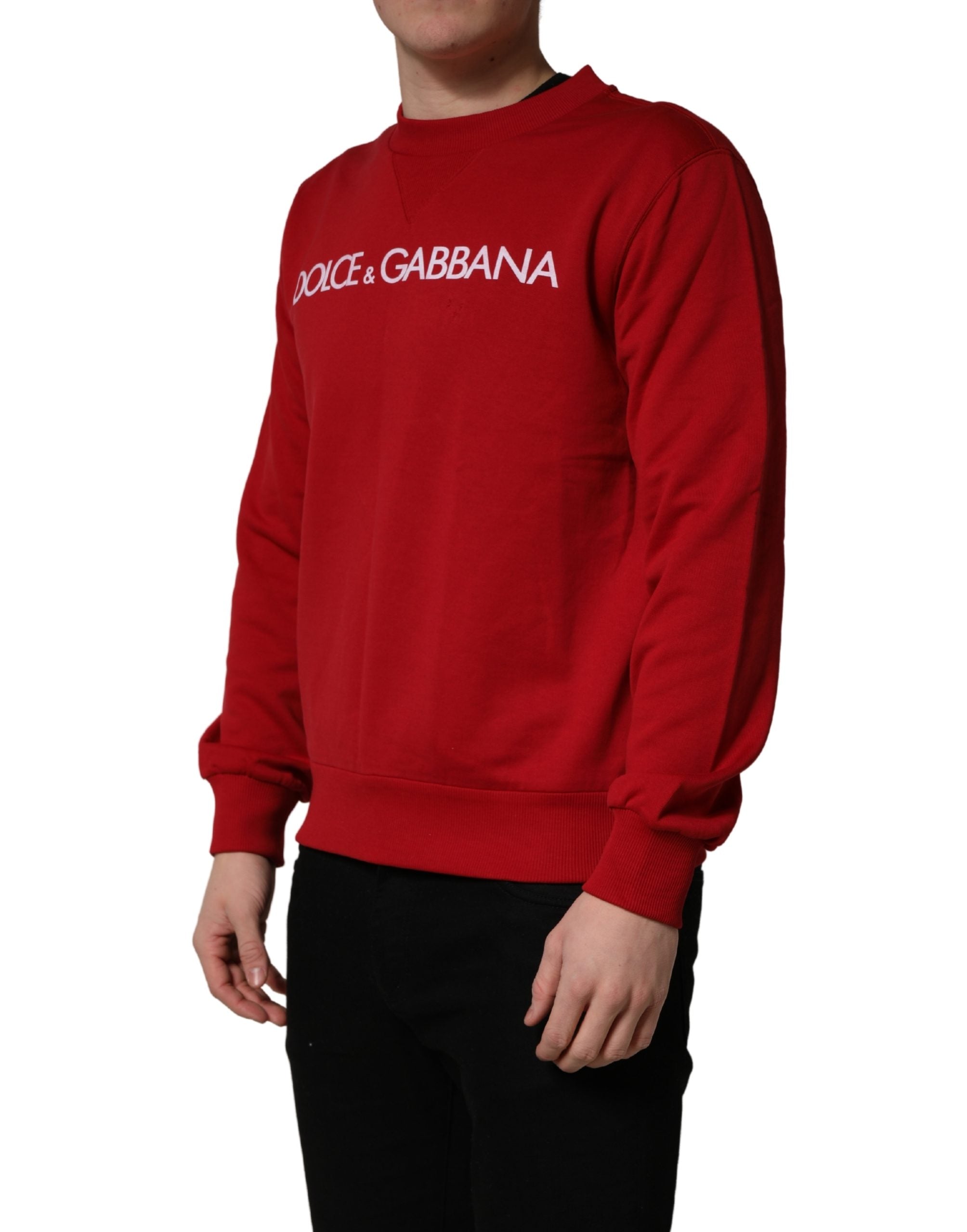 Dolce & Gabbana Red Cotton DG Logo Jersey Sweatshirt Men's Sweater (Pre-Owned)