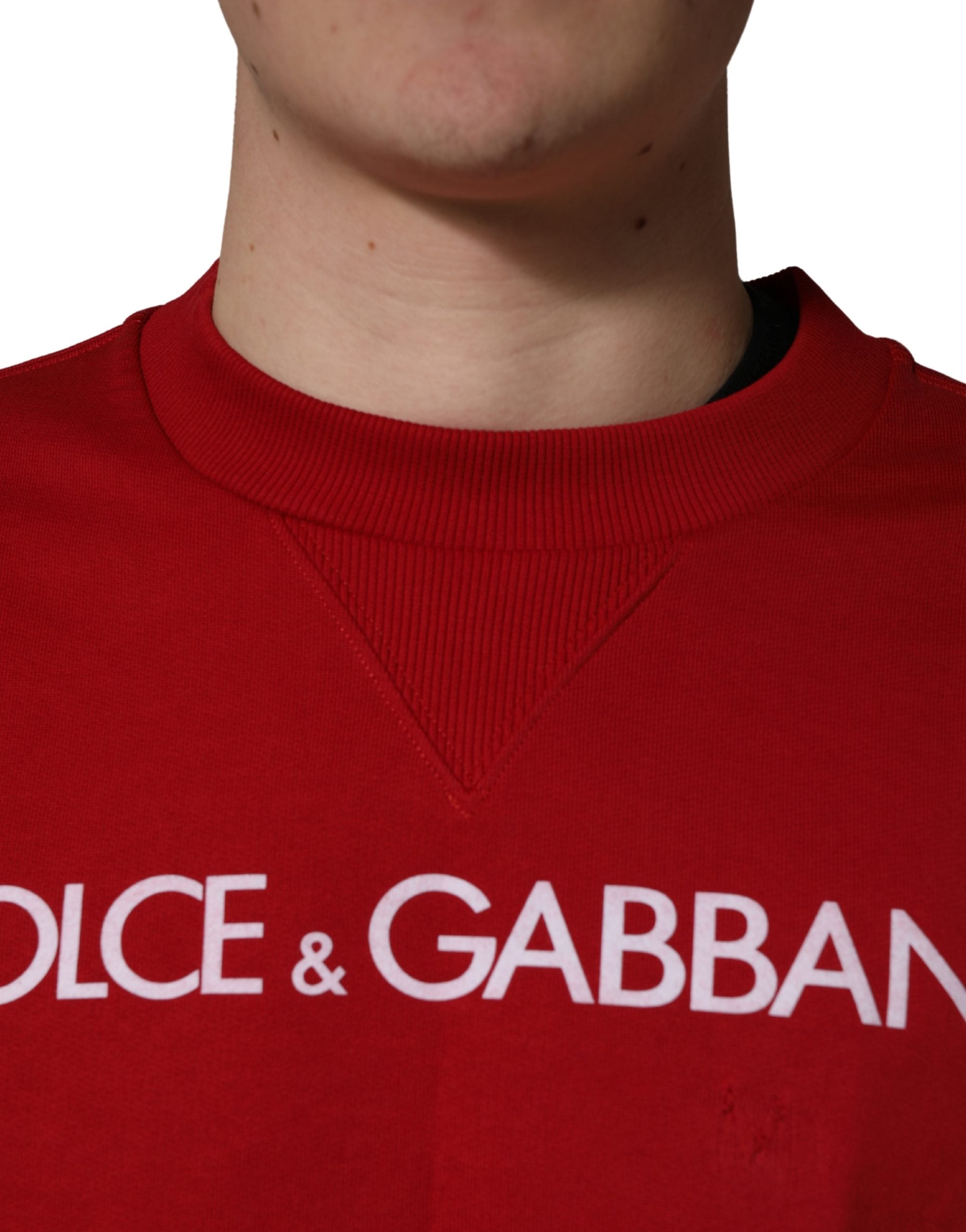 Dolce & Gabbana Red Cotton DG Logo Jersey Sweatshirt Men's Sweater (Pre-Owned)