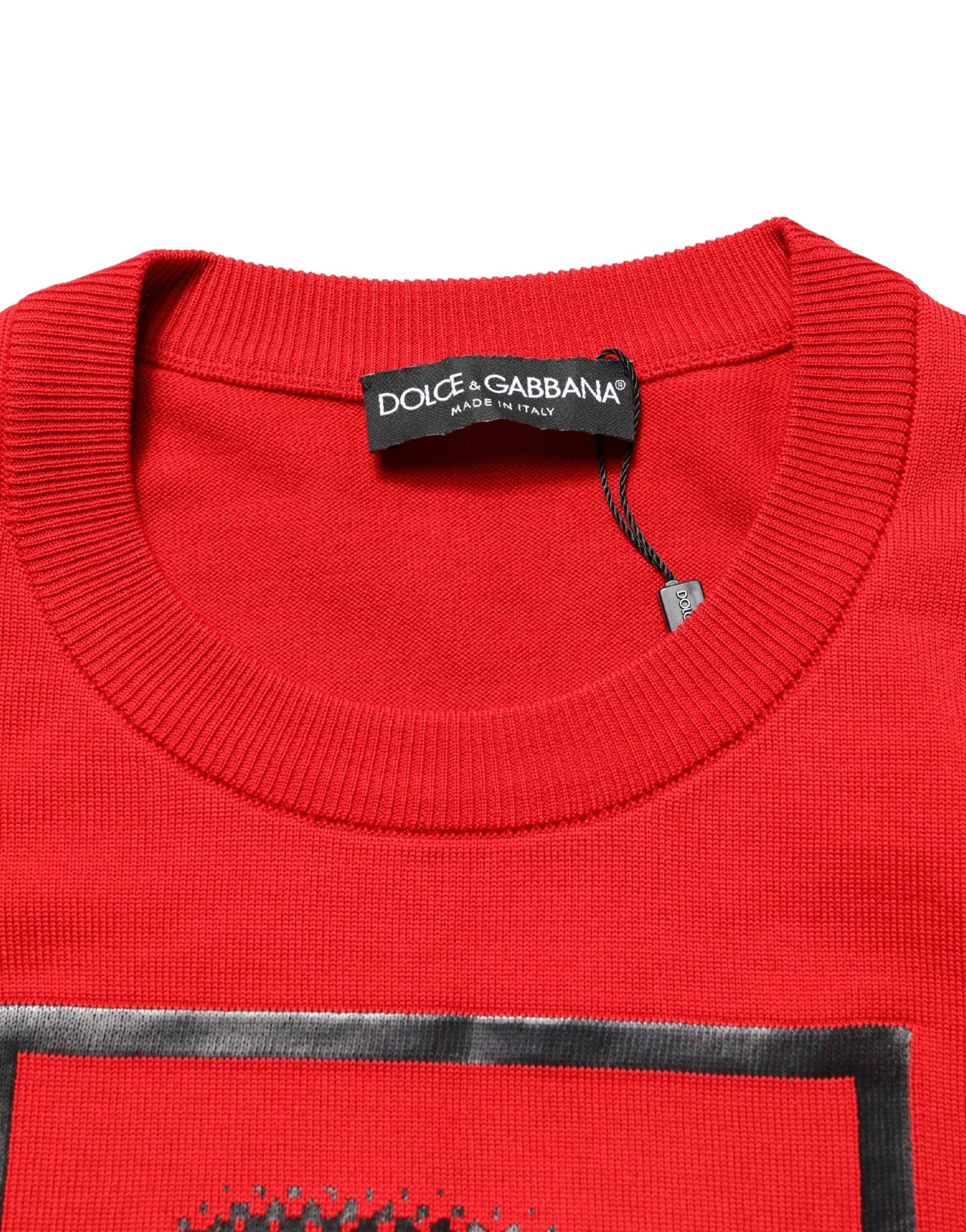 Dolce & Gabbana Red Eye Print Crew Neck Pullover Men's Sweater (Pre-Owned)