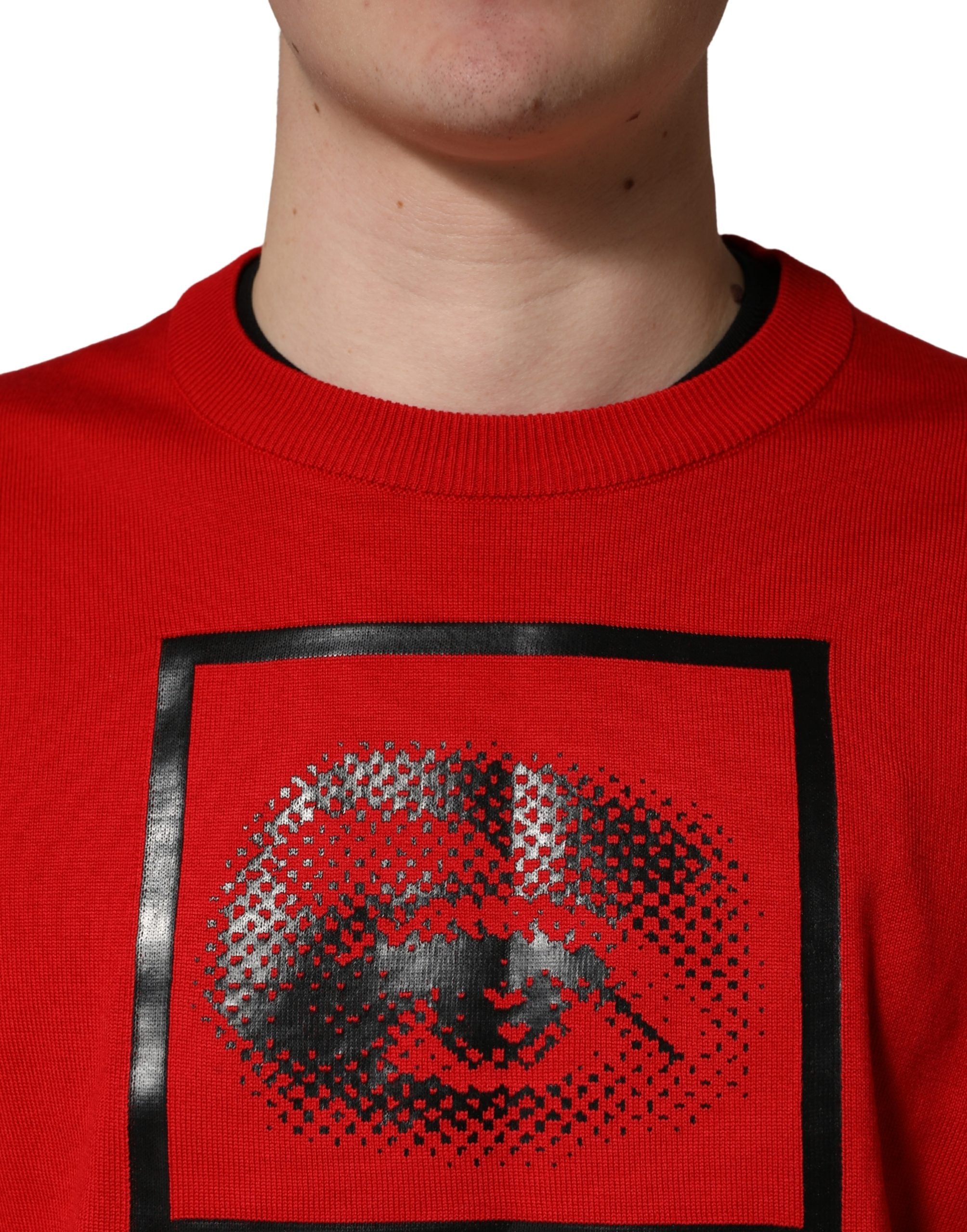Dolce & Gabbana Red Eye Print Crew Neck Pullover Men's Sweater (Pre-Owned)