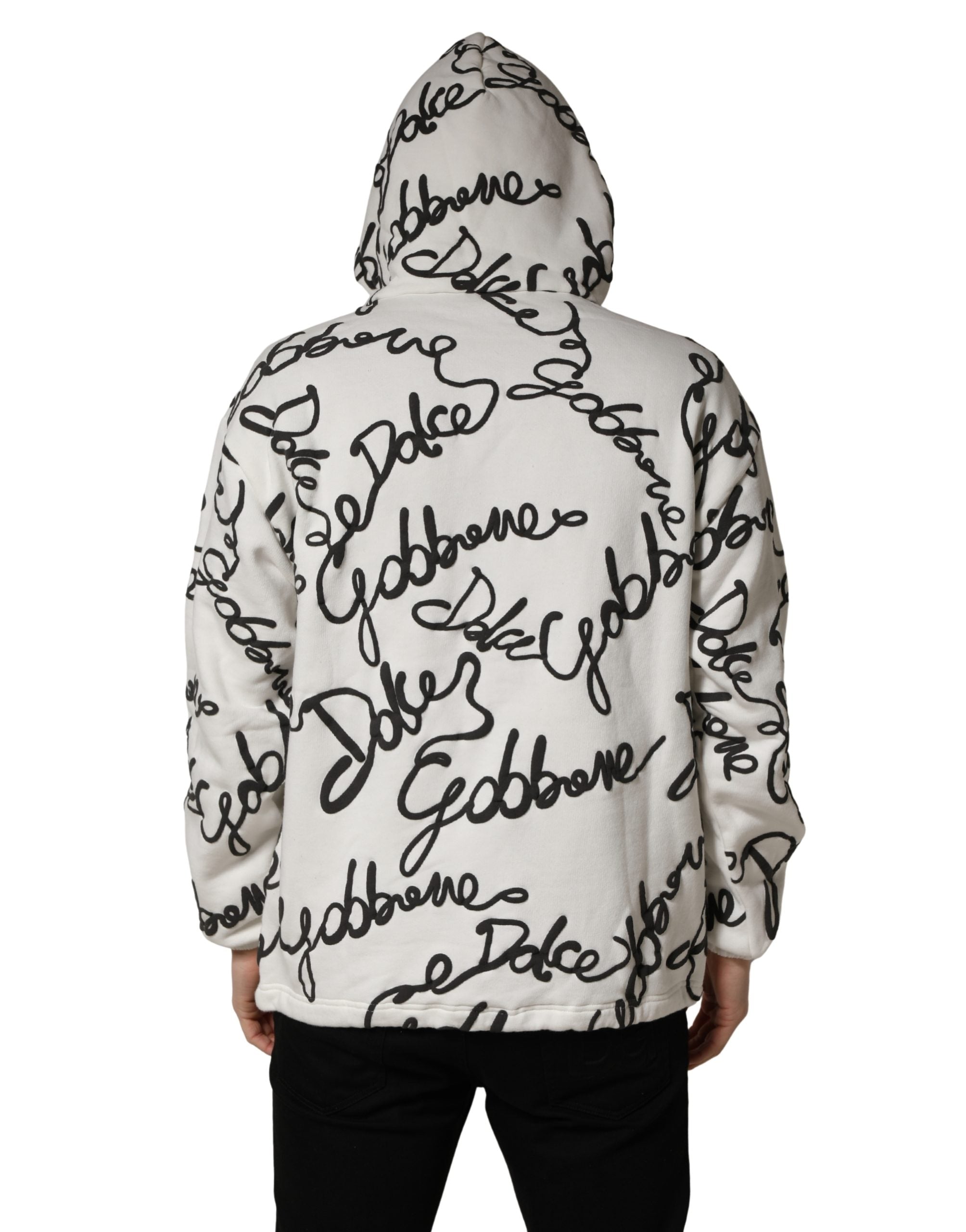 Dolce & Gabbana White Script Logo Print Cotton Sweatshirt Men's Sweater (Pre-Owned)