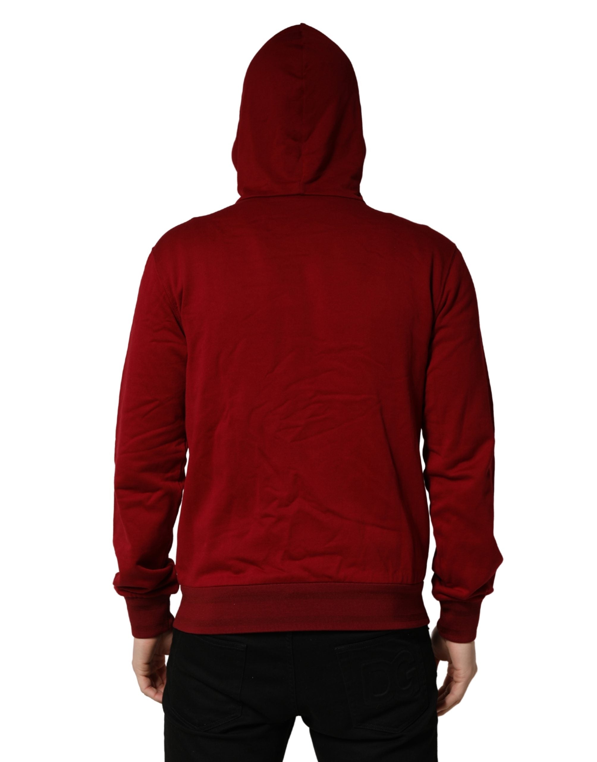 Dolce & Gabbana Red Cotton Full Zip Fleece Men Hoodie Men's Sweater