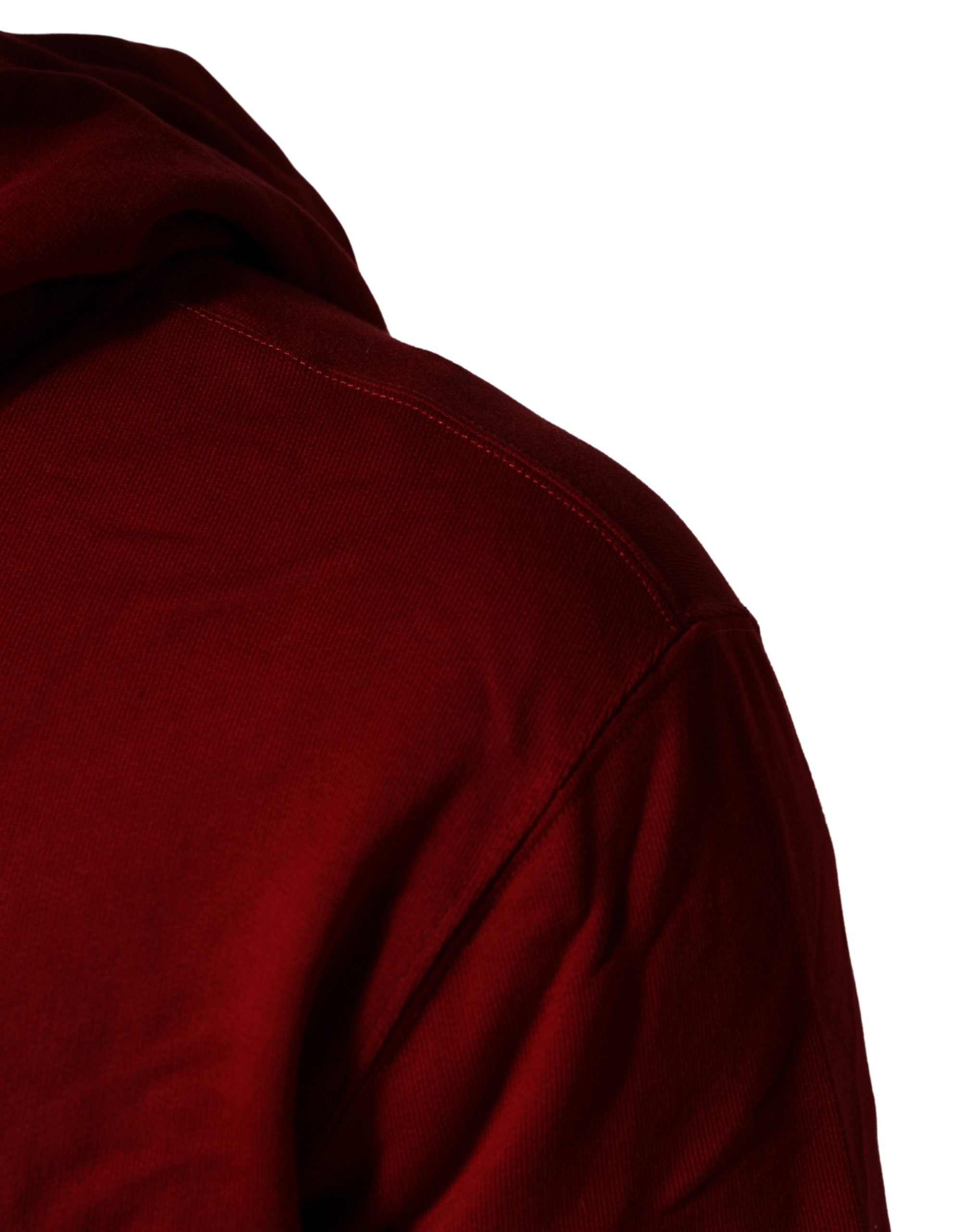 Dolce & Gabbana Red Cotton Full Zip Fleece Men Hoodie Men's Sweater