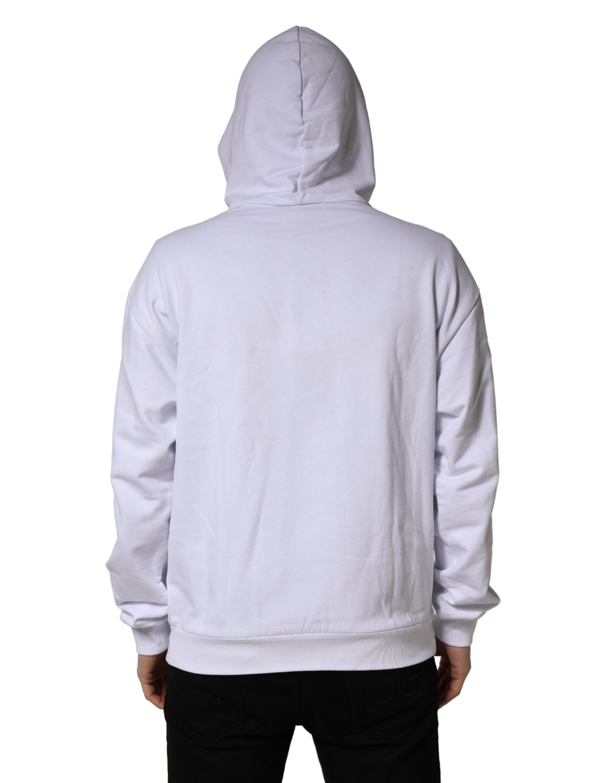Dolce & Gabbana White Logo Print Cotton Hooded Sweatshirt Men's Sweater (Pre-Owned)