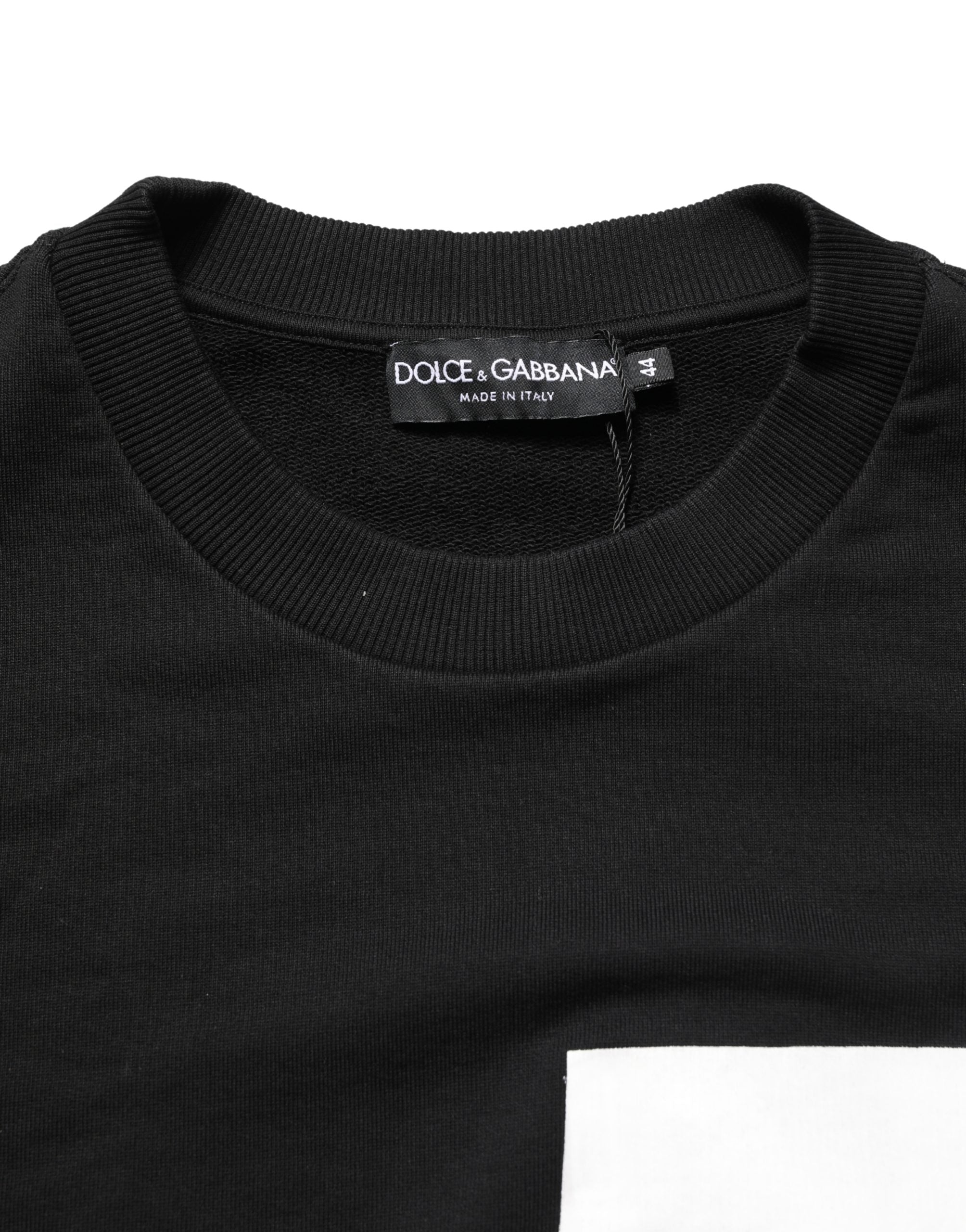 Dolce & Gabbana Black Logo Milano Cotton Sweatshirt Men's Sweater