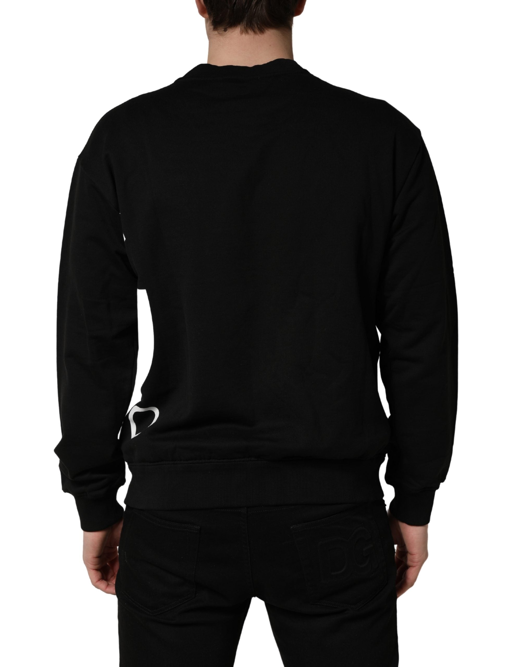 Dolce & Gabbana Black Logo Milano Cotton Sweatshirt Men's Sweater