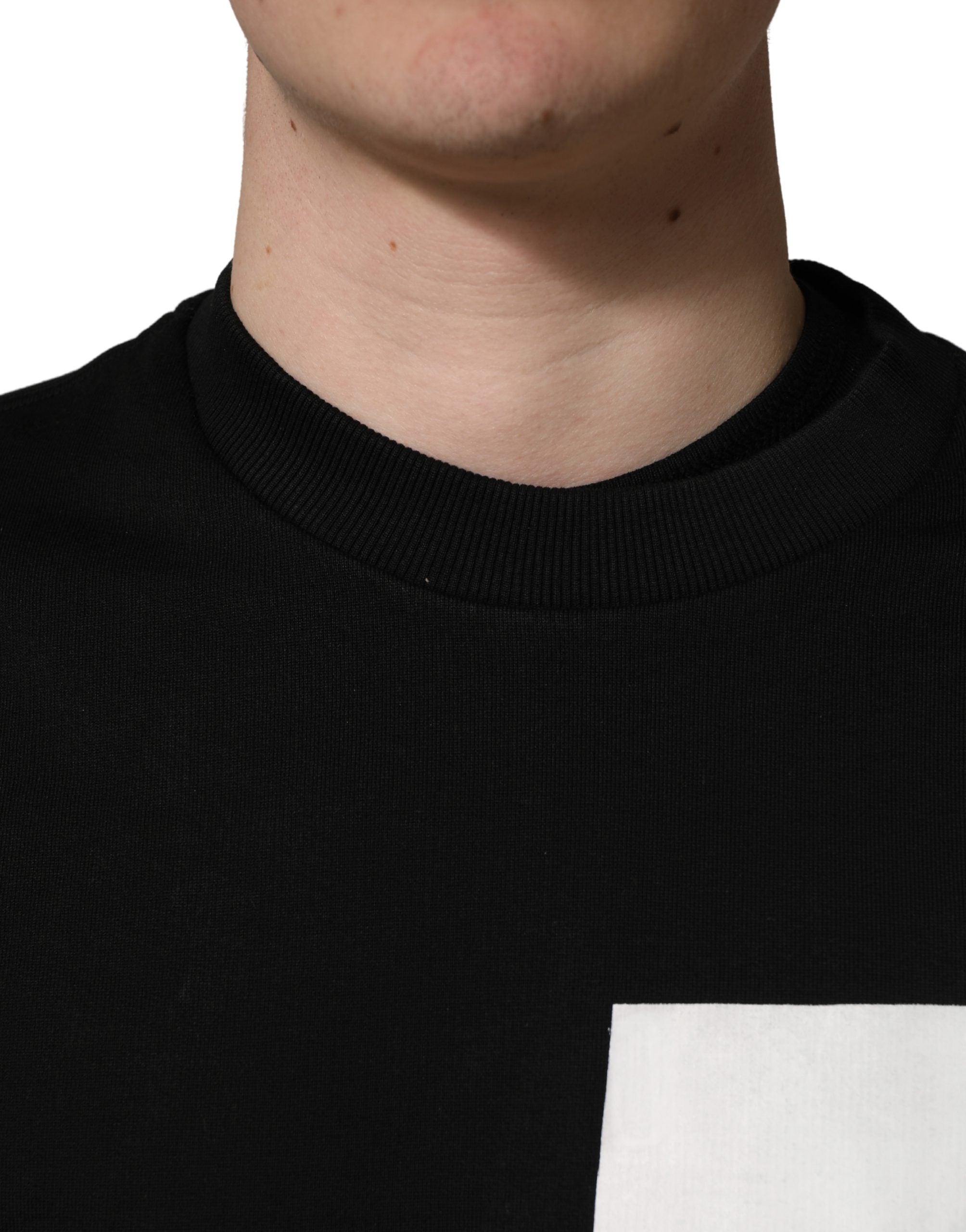 Dolce & Gabbana Black Logo Milano Cotton Sweatshirt Men's Sweater