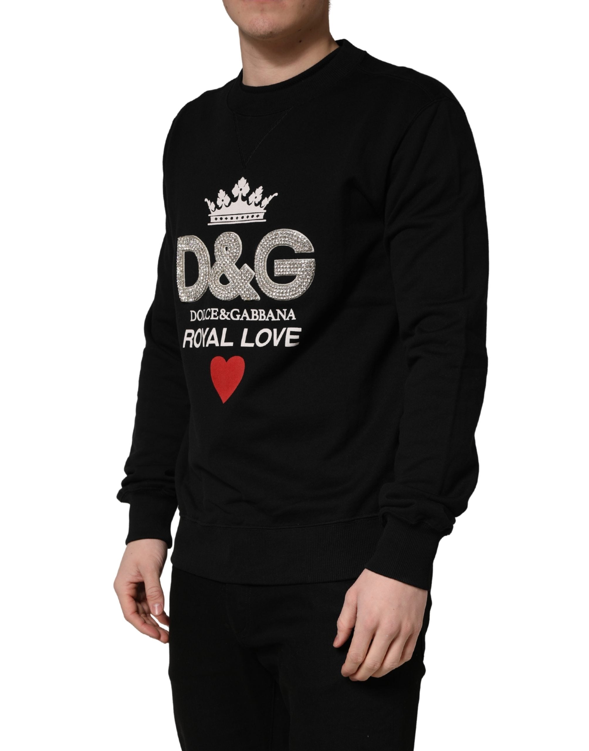 Dolce & Gabbana Black Embellished Cotton Sweatshirt Men's Sweater