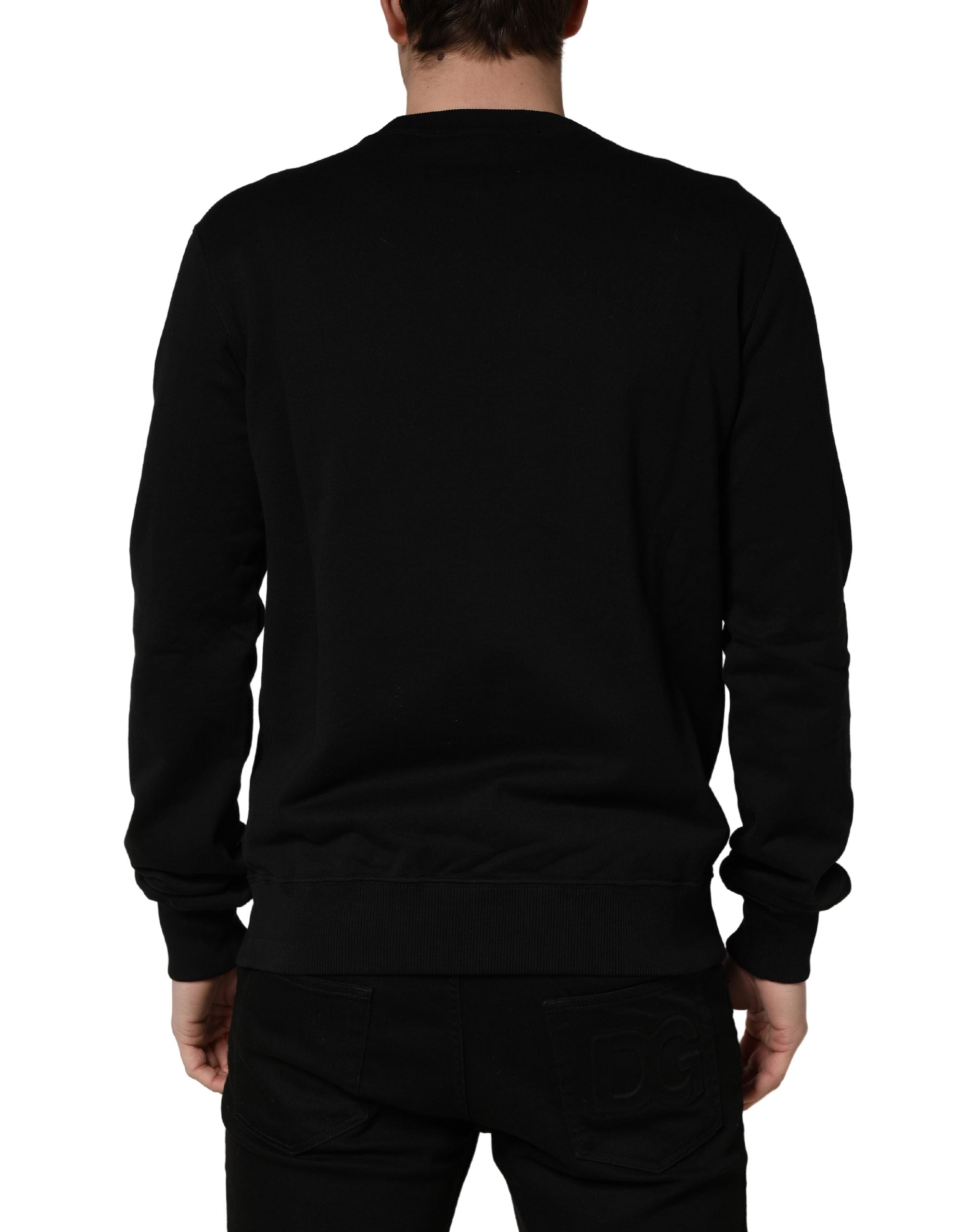 Dolce & Gabbana Black Embellished Cotton Sweatshirt Men's Sweater