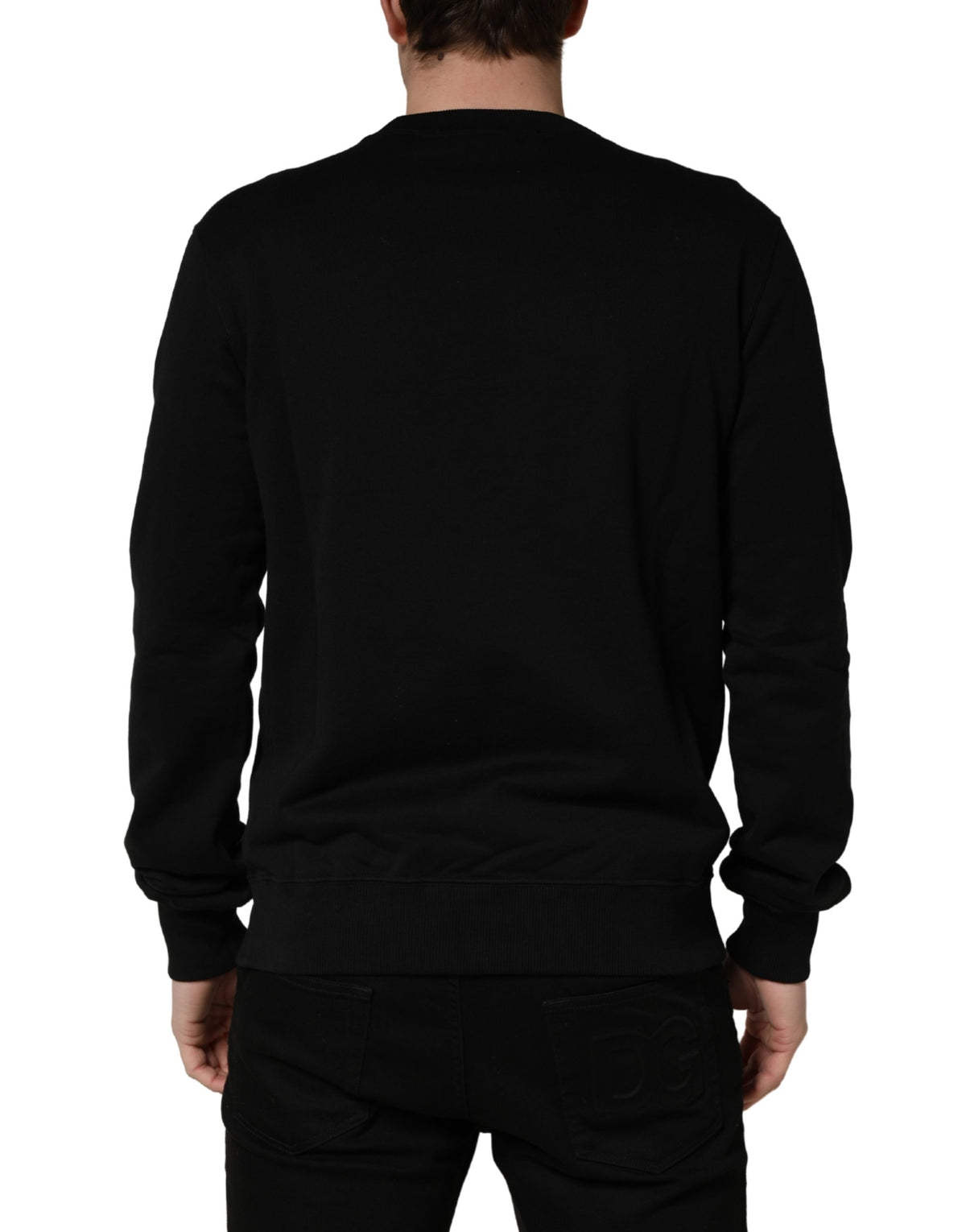 Dolce & Gabbana Black Embellished Cotton Sweatshirt Men's Sweater