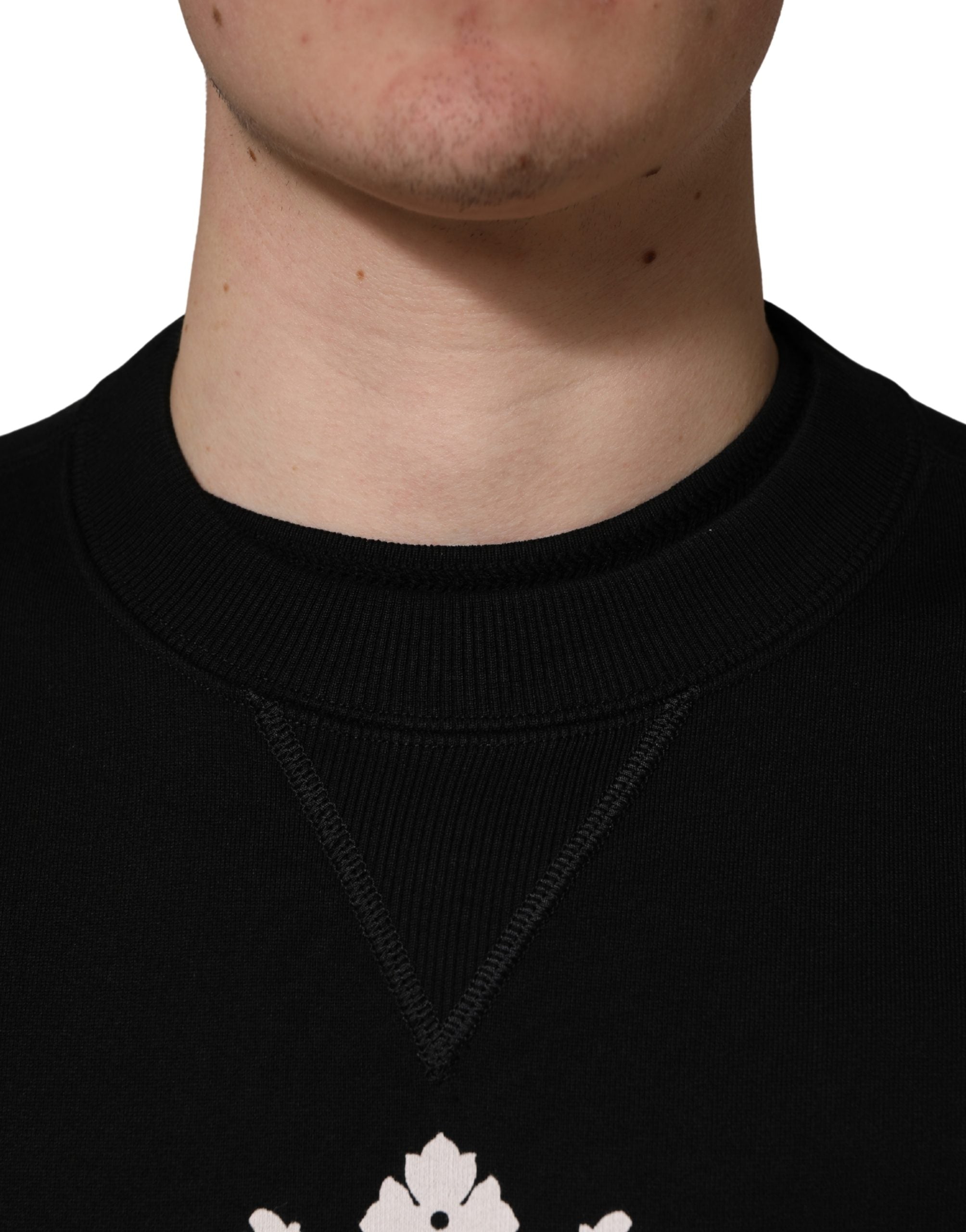Dolce & Gabbana Black Embellished Cotton Sweatshirt Men's Sweater