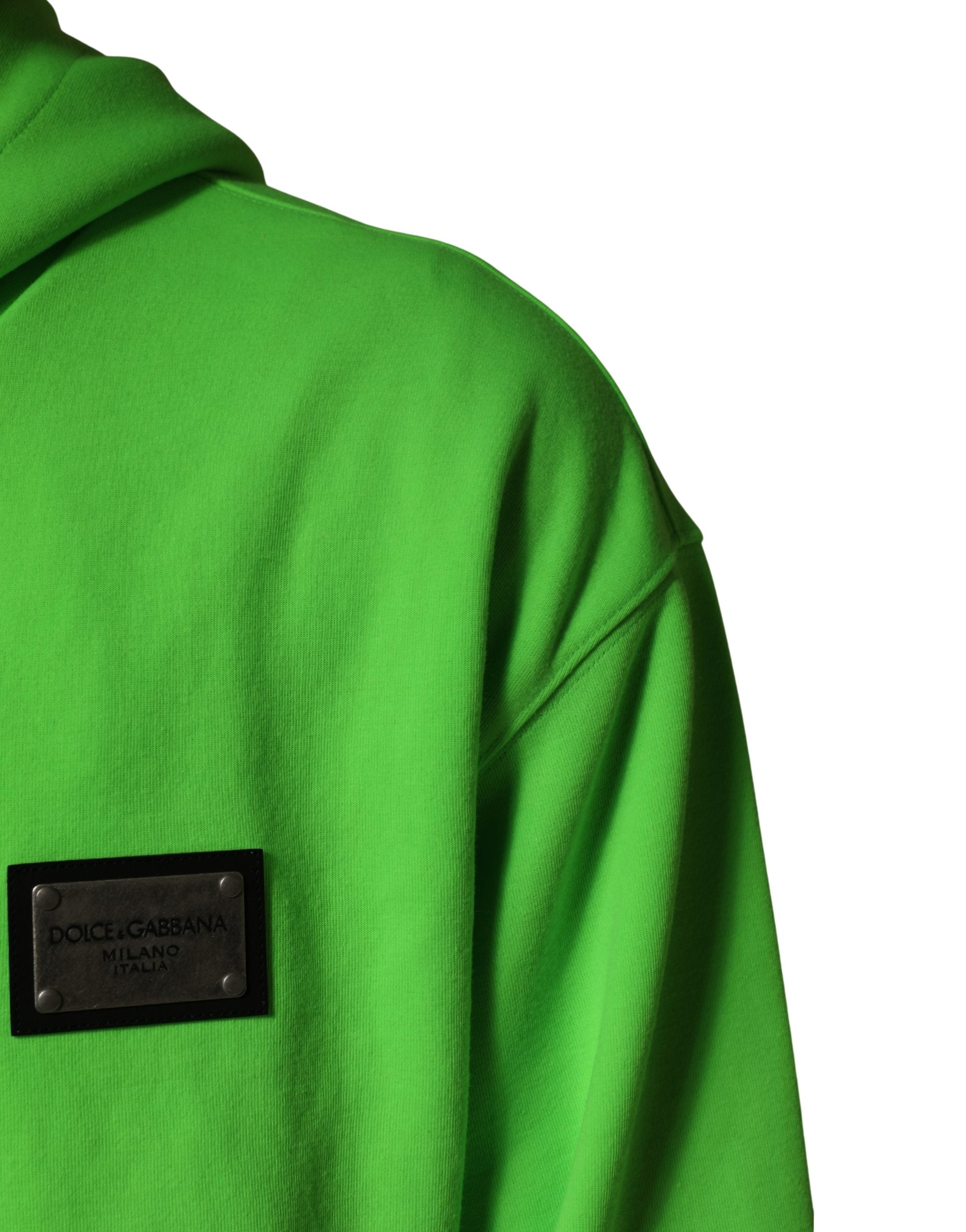 Dolce & Gabbana Green FullZip Fleece HoodedSweatshirt Men's Sweater