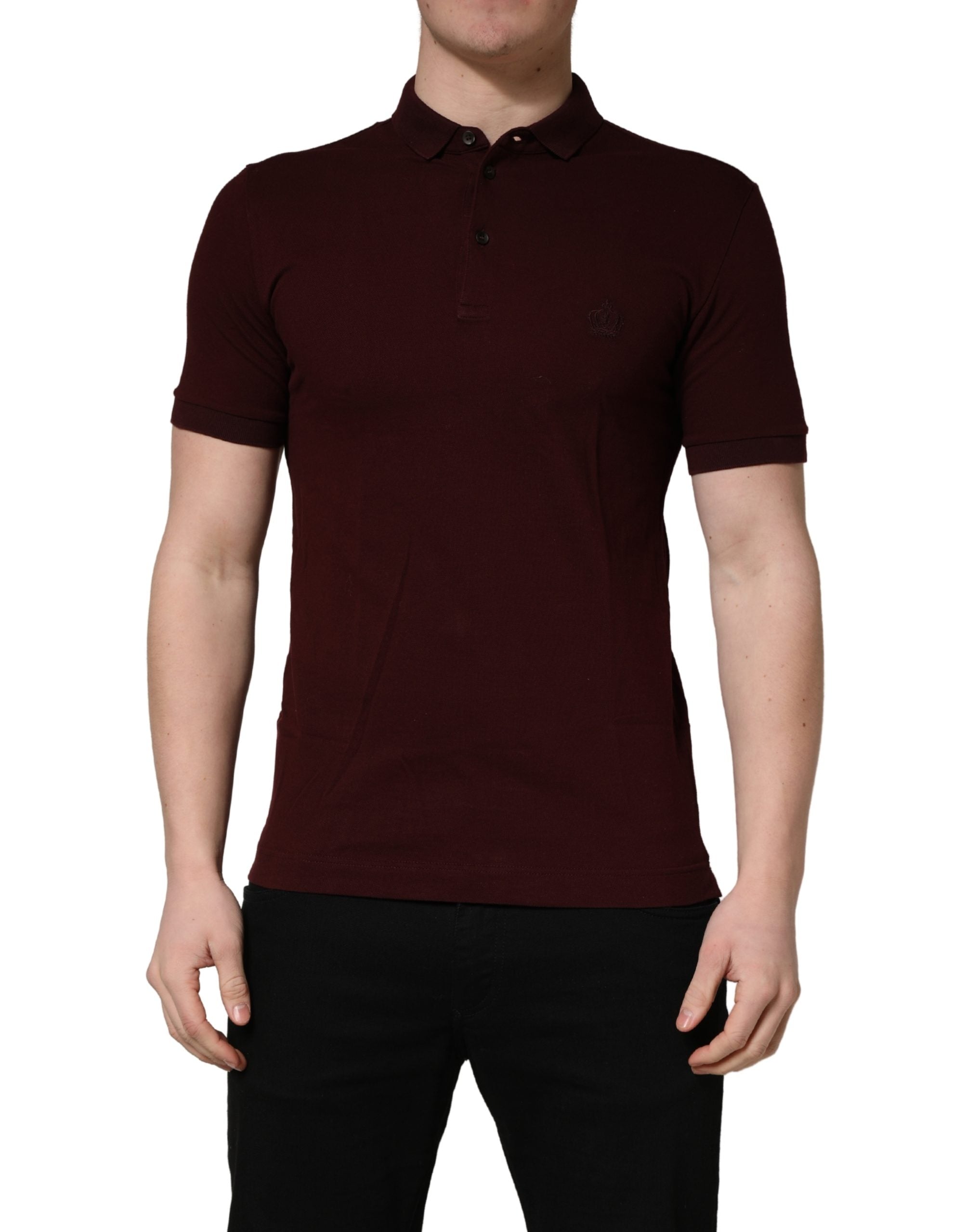 Dolce & Gabbana Maroon Collared Short Sleeves Polo Men's T-shirt
