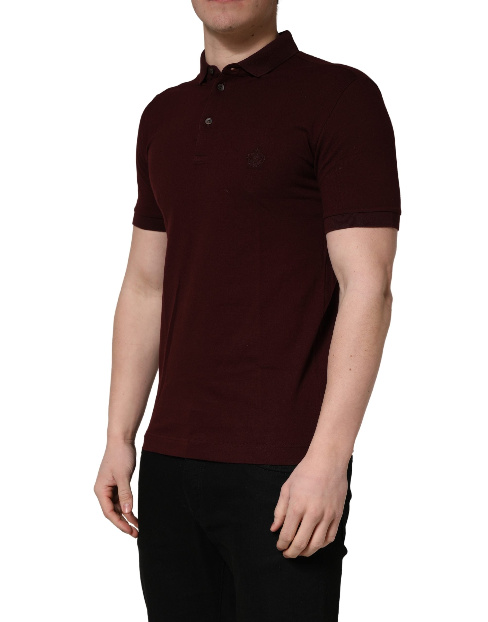 Dolce & Gabbana Maroon Collared Short Sleeves Polo Men's T-shirt