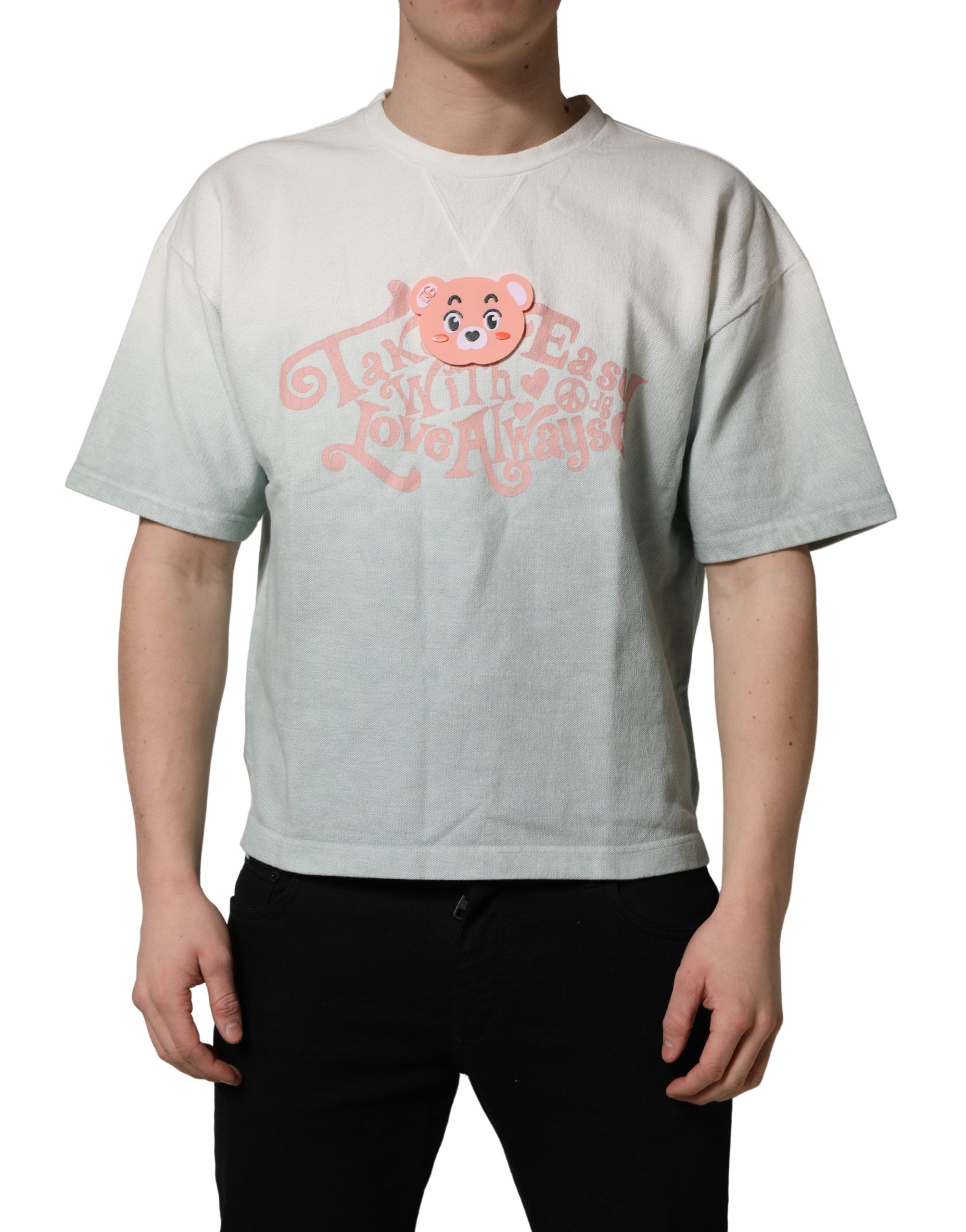 Dolce & Gabbana Green Tie-Dye Graphic Print Cotton Crewneck Men's T-shirt