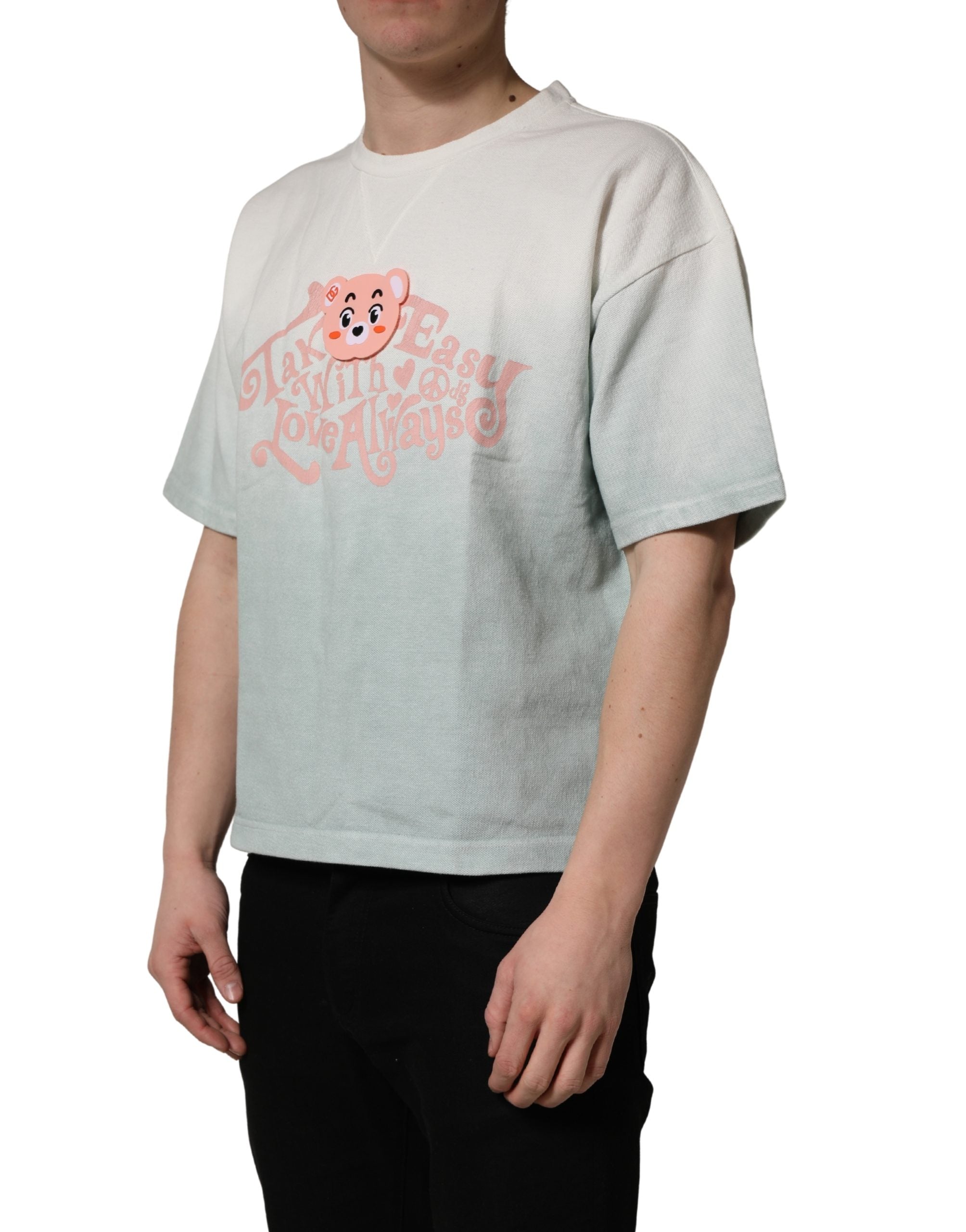 Dolce & Gabbana Green Tie-Dye Graphic Print Cotton Crewneck Men's T-shirt