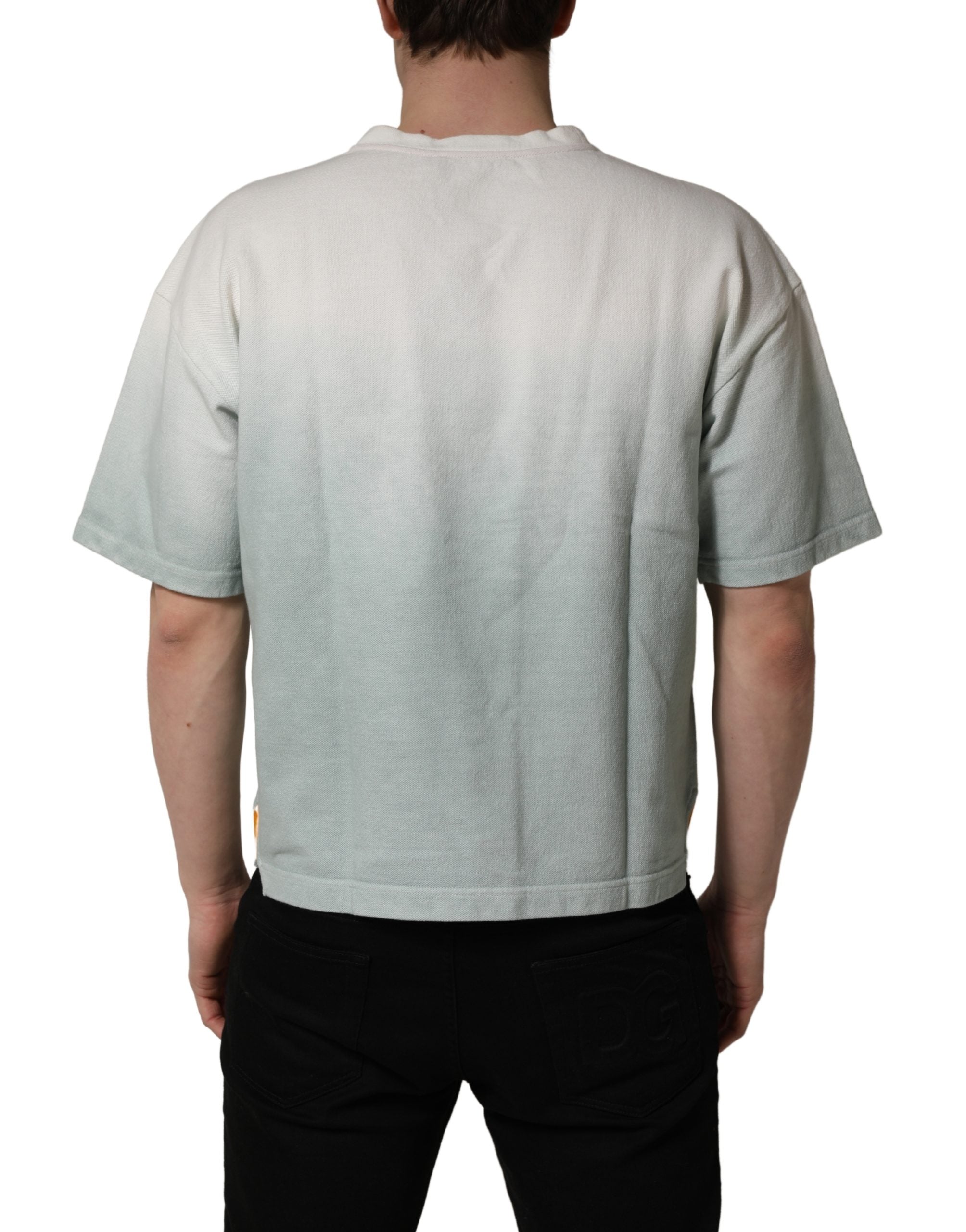 Dolce & Gabbana Green Tie-Dye Graphic Print Cotton Crewneck Men's T-shirt