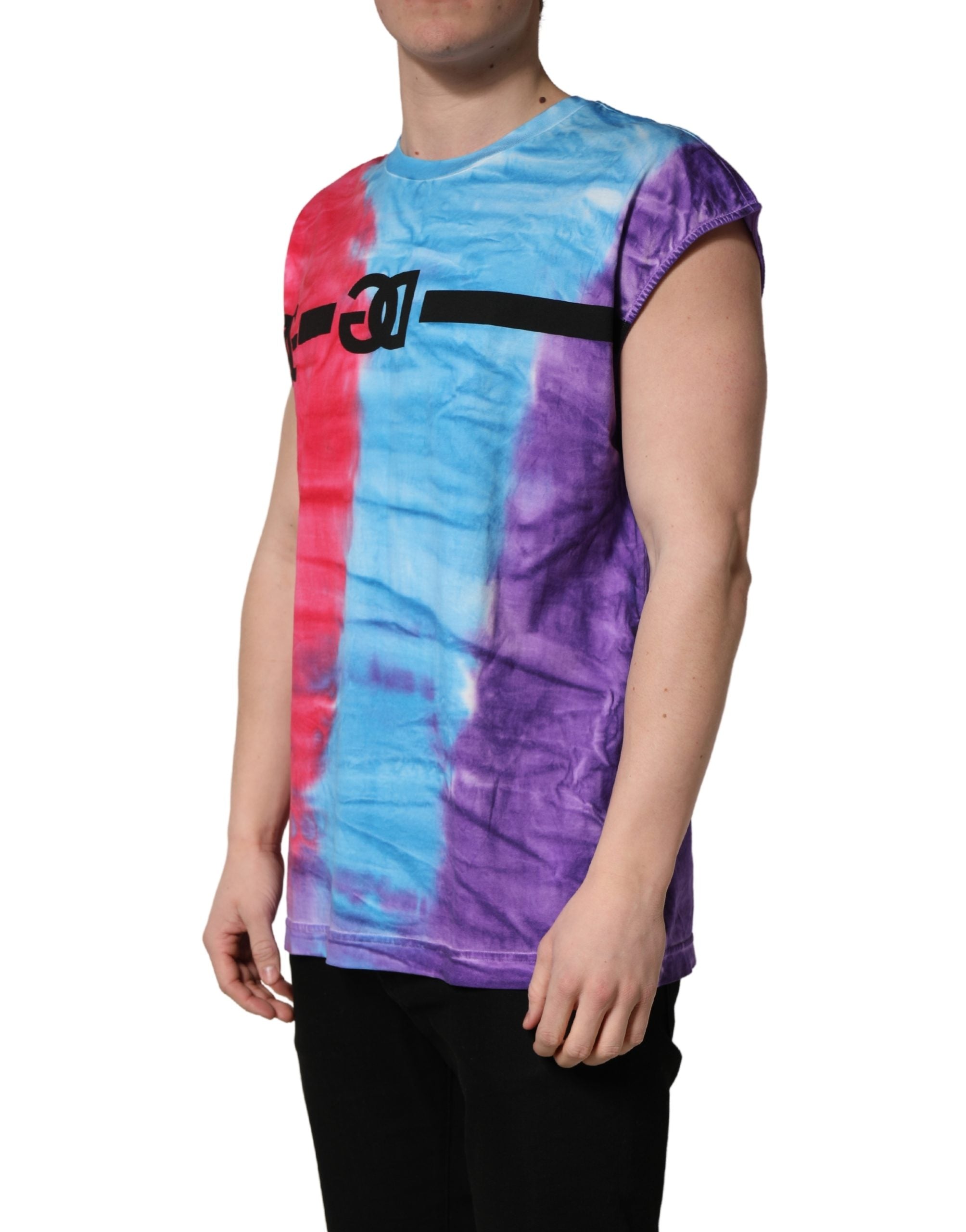 Dolce & Gabbana Multicolor Tie Dye Cotton Sleeveless Men's T-shirt