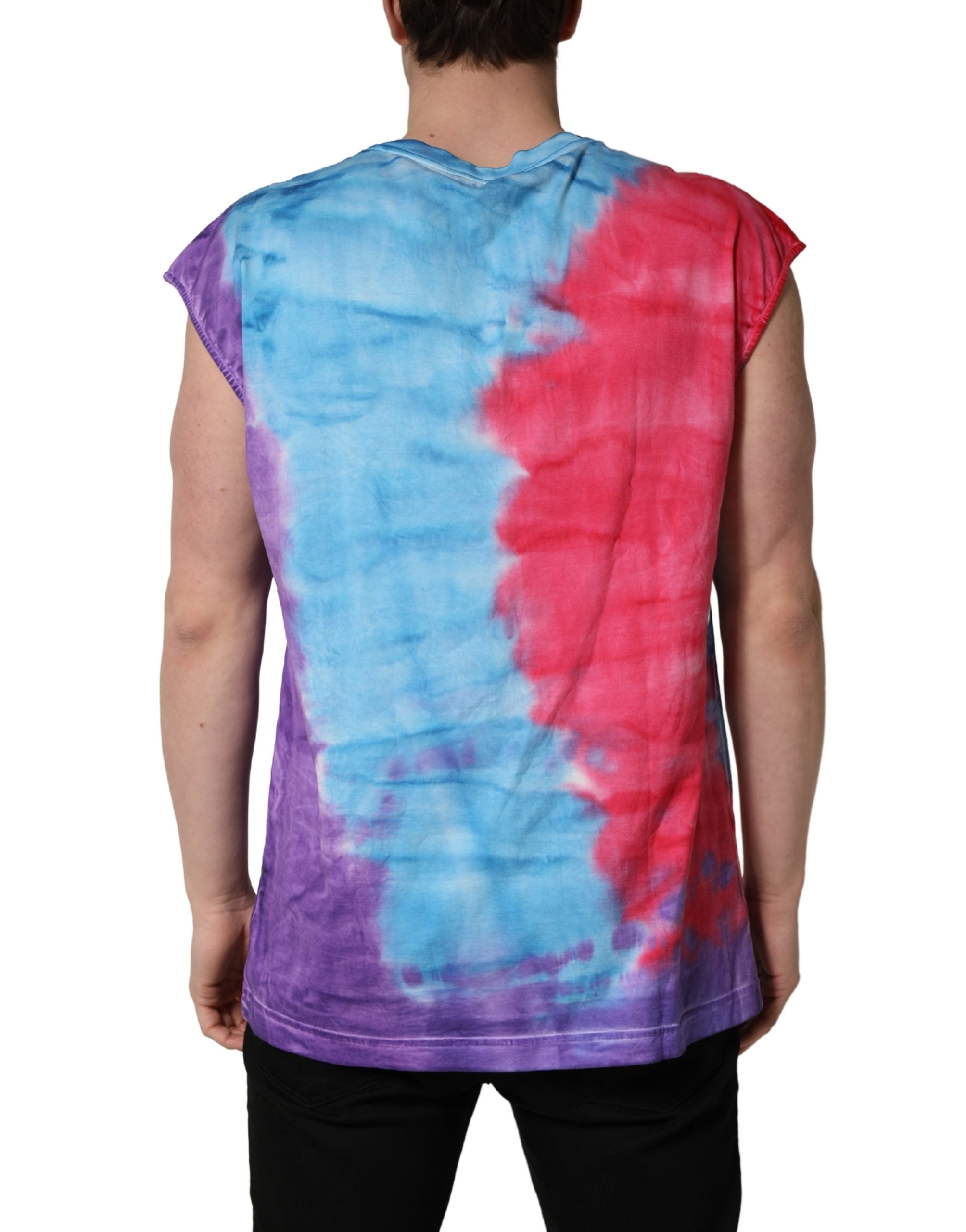 Dolce & Gabbana Multicolor Tie Dye Cotton Sleeveless Men's T-shirt