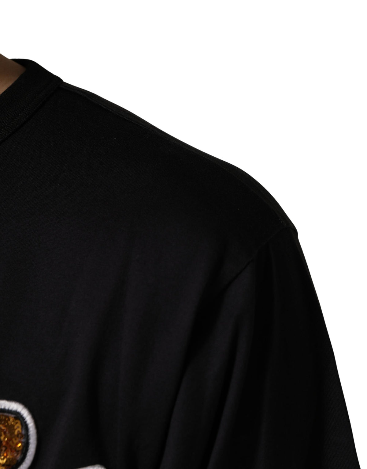 Dolce & Gabbana Black Angel Print Cotton Crew Neck Men's T-shirt