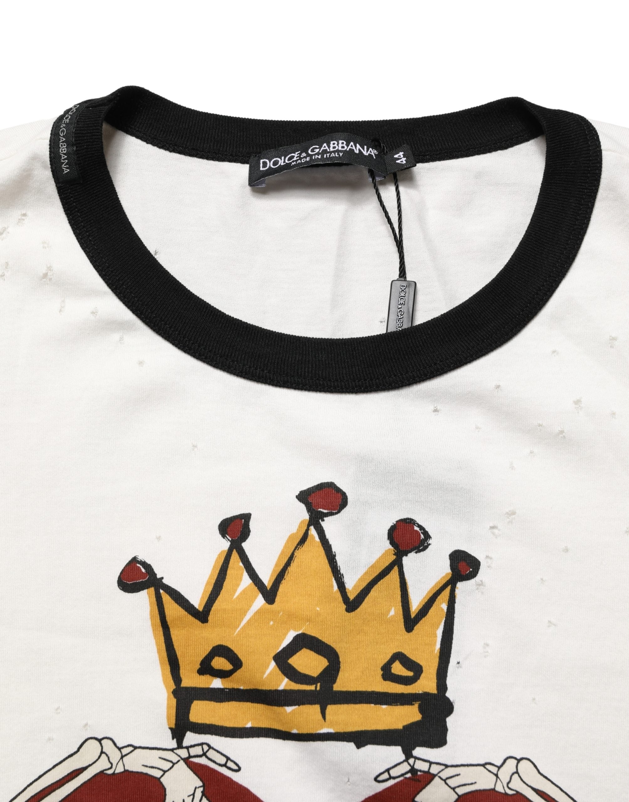 Dolce & Gabbana White King Of Love Print Cotton Men Jersey Men's T-shirt (Pre-Owned)