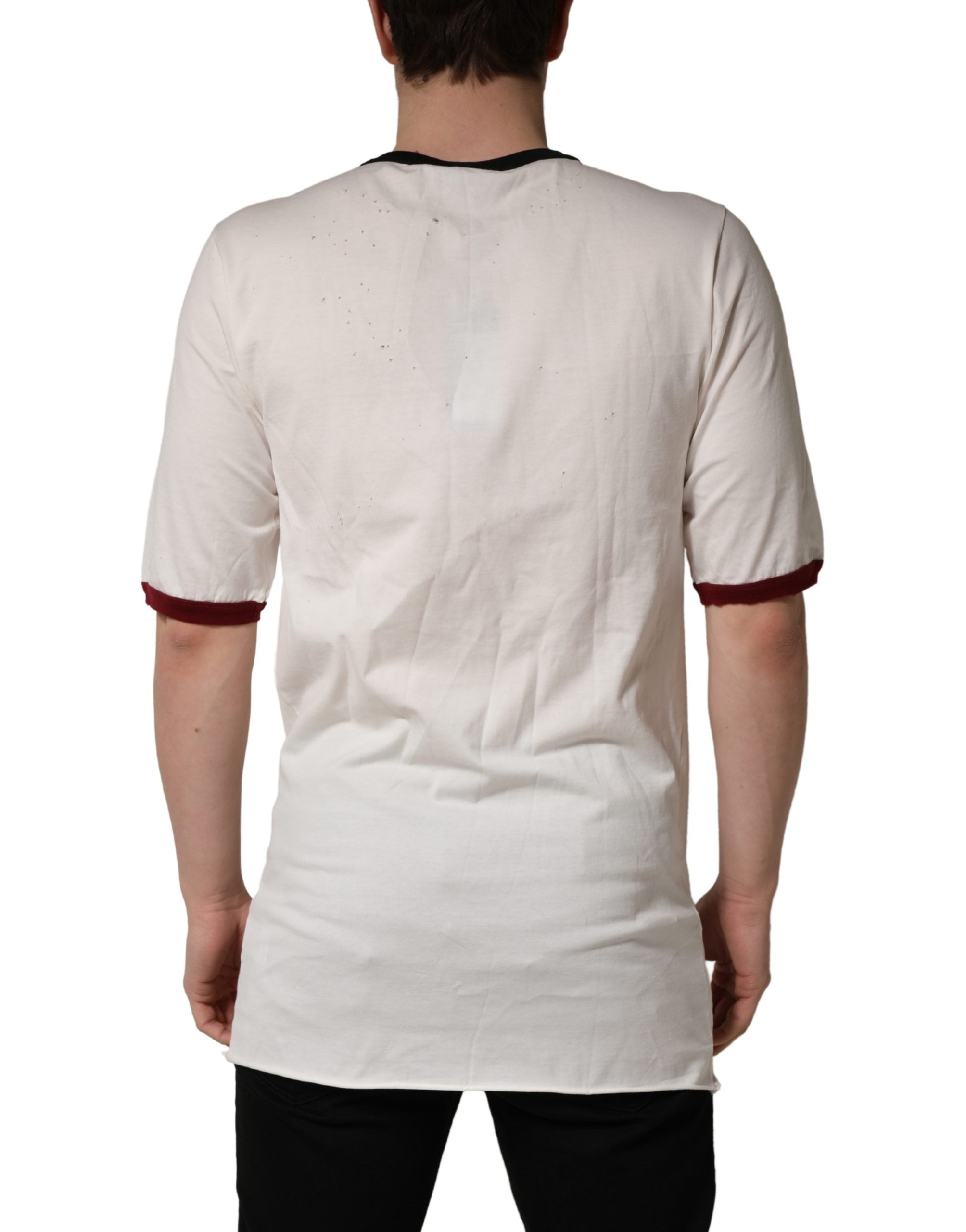 Dolce & Gabbana White King Of Love Print Cotton Men Jersey Men's T-shirt (Pre-Owned)