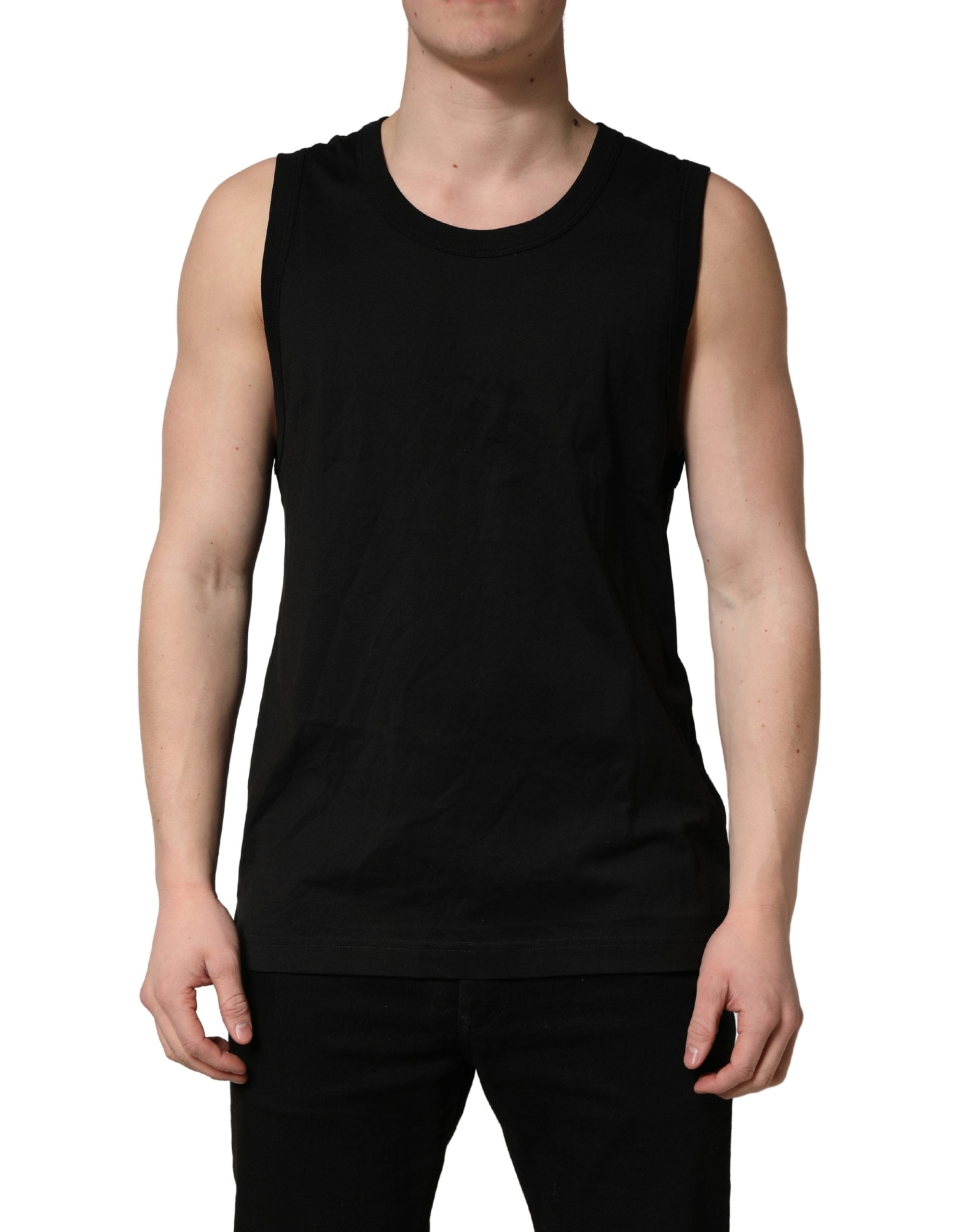 Dolce & Gabbana Black Cotton Sleeveless Men Tank Top Men's T-shirt (Pre-Owned)