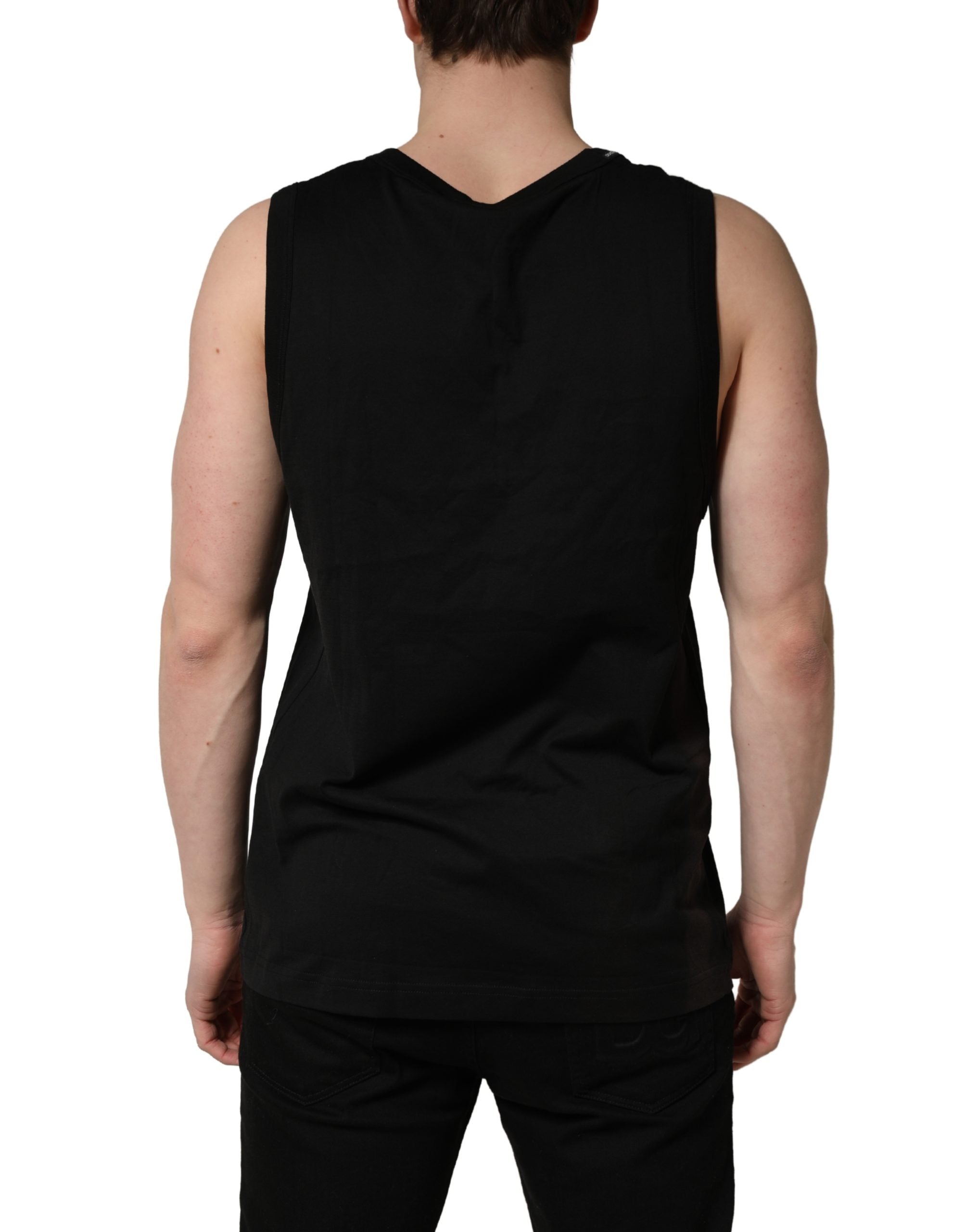 Dolce & Gabbana Black Cotton Sleeveless Men Tank Top Men's T-shirt (Pre-Owned)