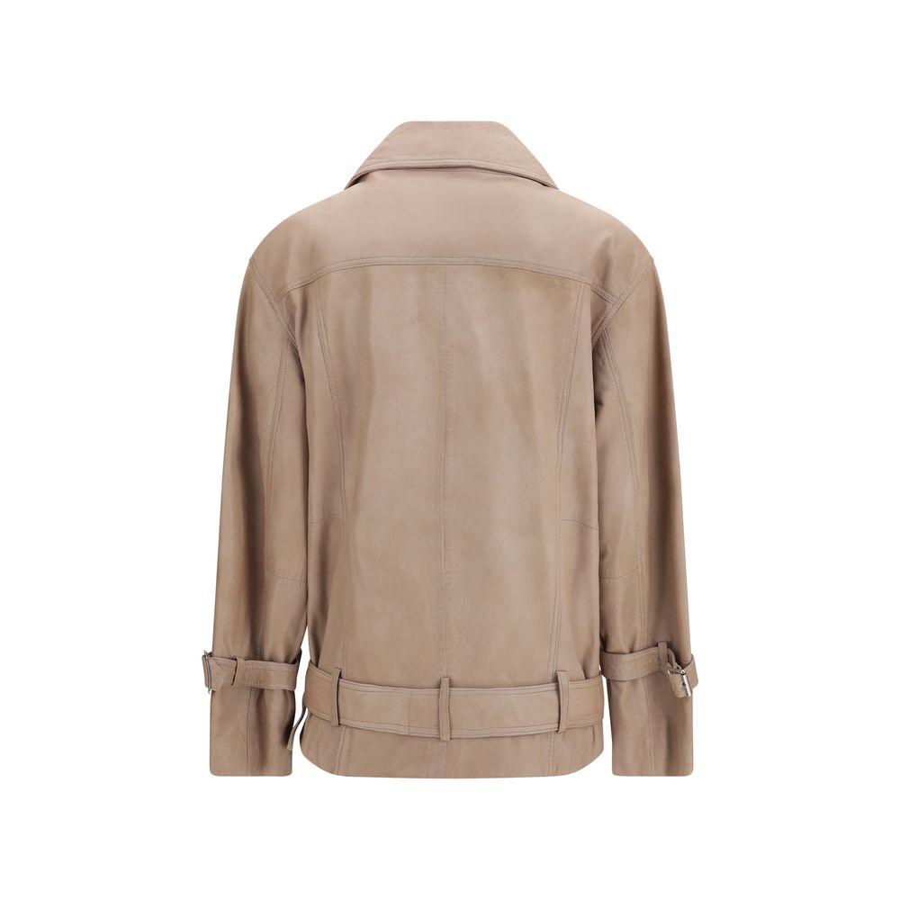 PINKO Beige Lambskin Leather Women's Jacket