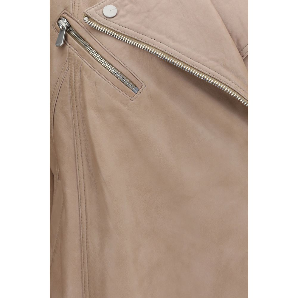 PINKO Beige Lambskin Leather Women's Jacket
