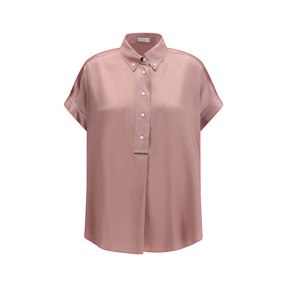 Brunello Cucinelli Multicolor Silk Shortsleeve Women's Shirt